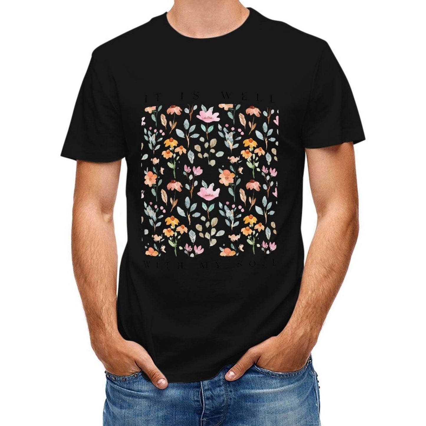 Inkmay Casual Cotton T-shirt Floral Pattern With Soft Colors And Unisex T-shirtComfortLine Premium Finish T-Shirt