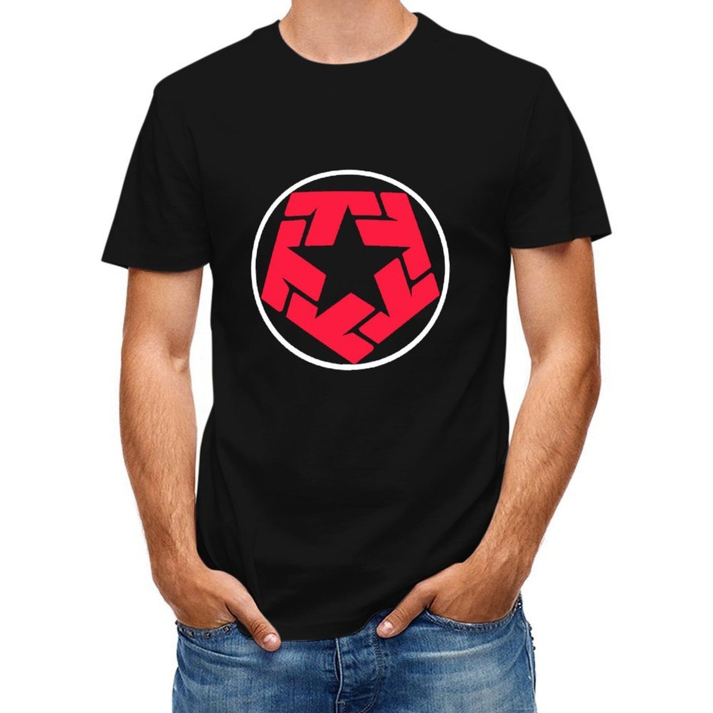 Inkmay Casual Cotton T-shirt Red Abstract Shape With Irregular Edges Unisex T-shirtLooseFit ActiveLine T-Shirt