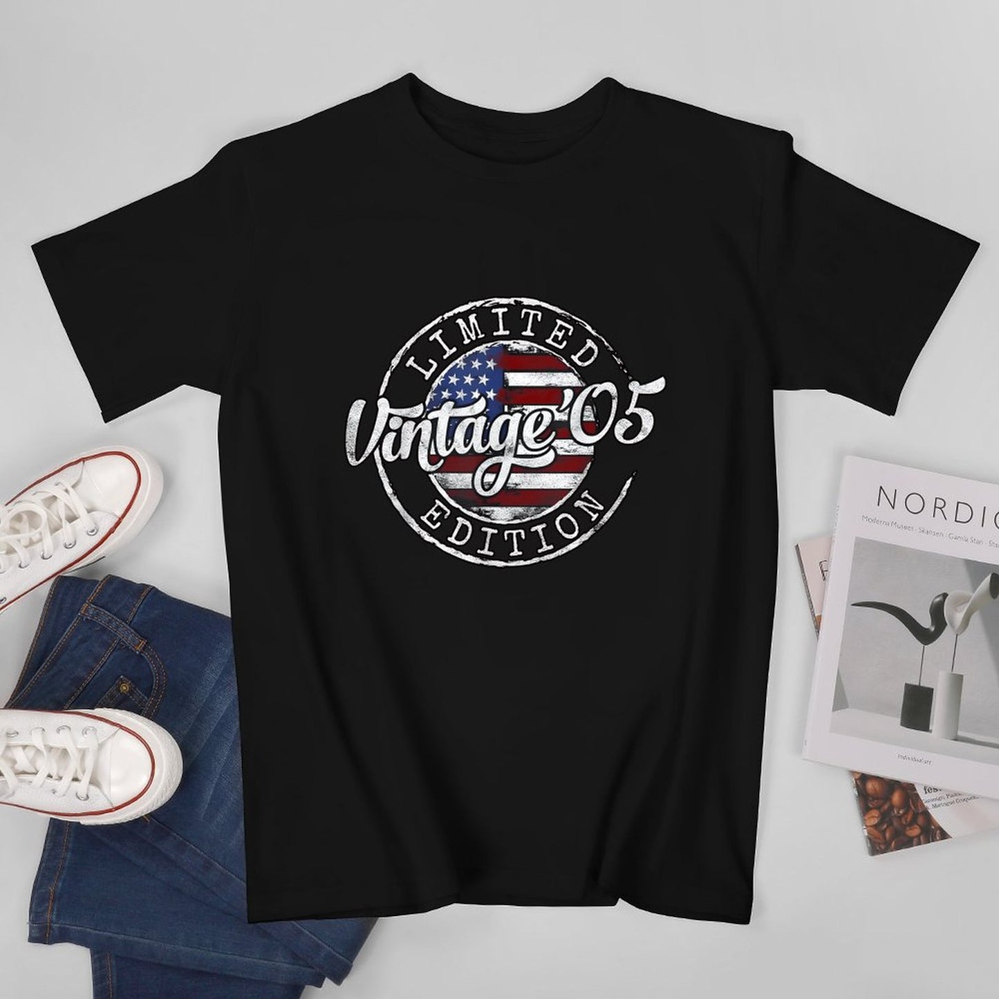 Inkmay Casual Cotton T-shirt Limited Edition Vintage American Flag Design Unisex T-shirtCleanCut Performance T-Shirt