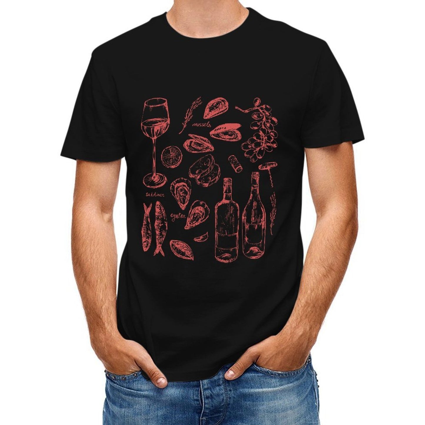 Inkmay Casual Cotton T-shirt Solid Red Background No Patterns Unisex T-shirtEverydaySeries Promotional T-Shirt