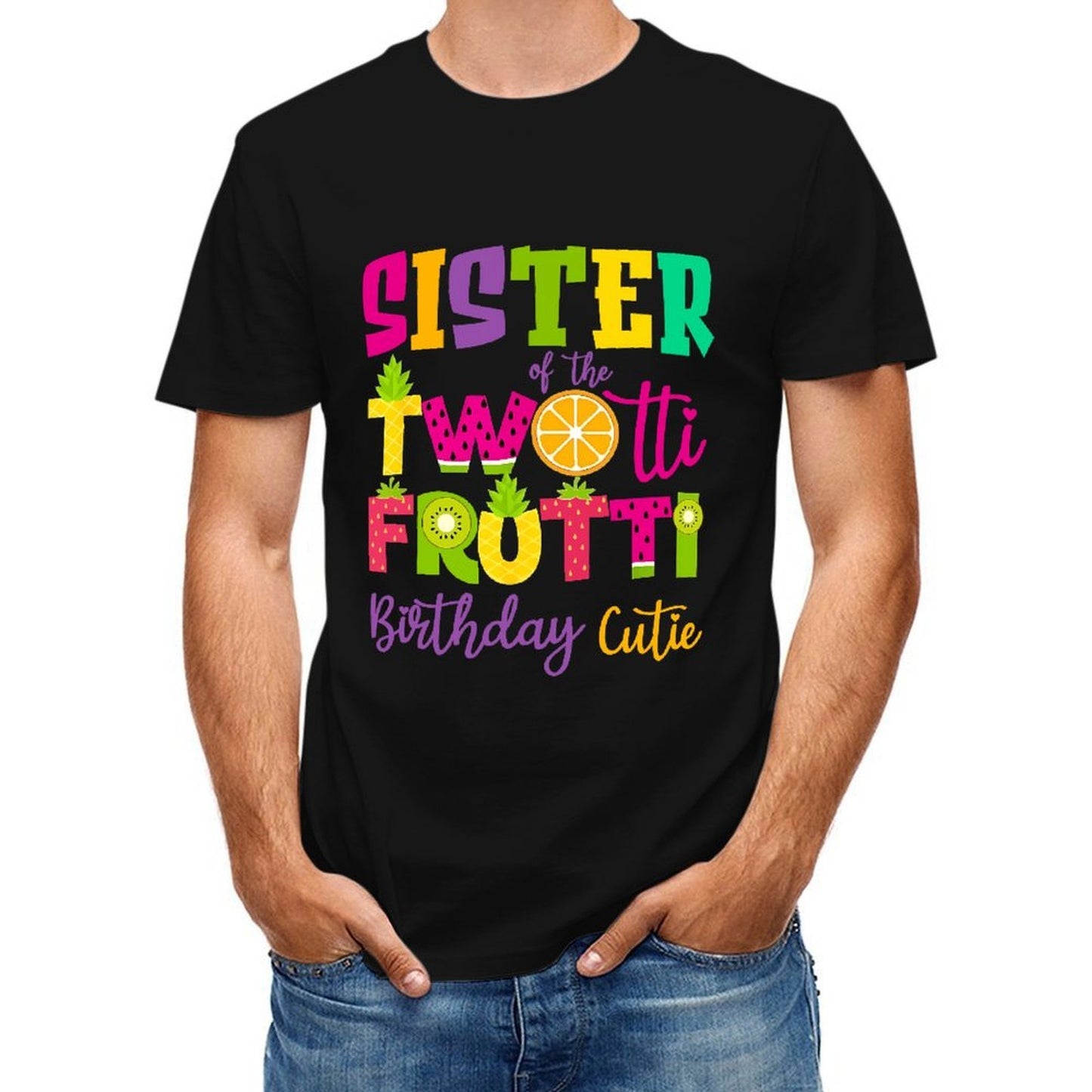 Inkmay Casual Cotton T-shirt Twot Fruitti Colorful Fruit Pattern Design Unisex T-shirtYearRound Classic Fit T-Shirt