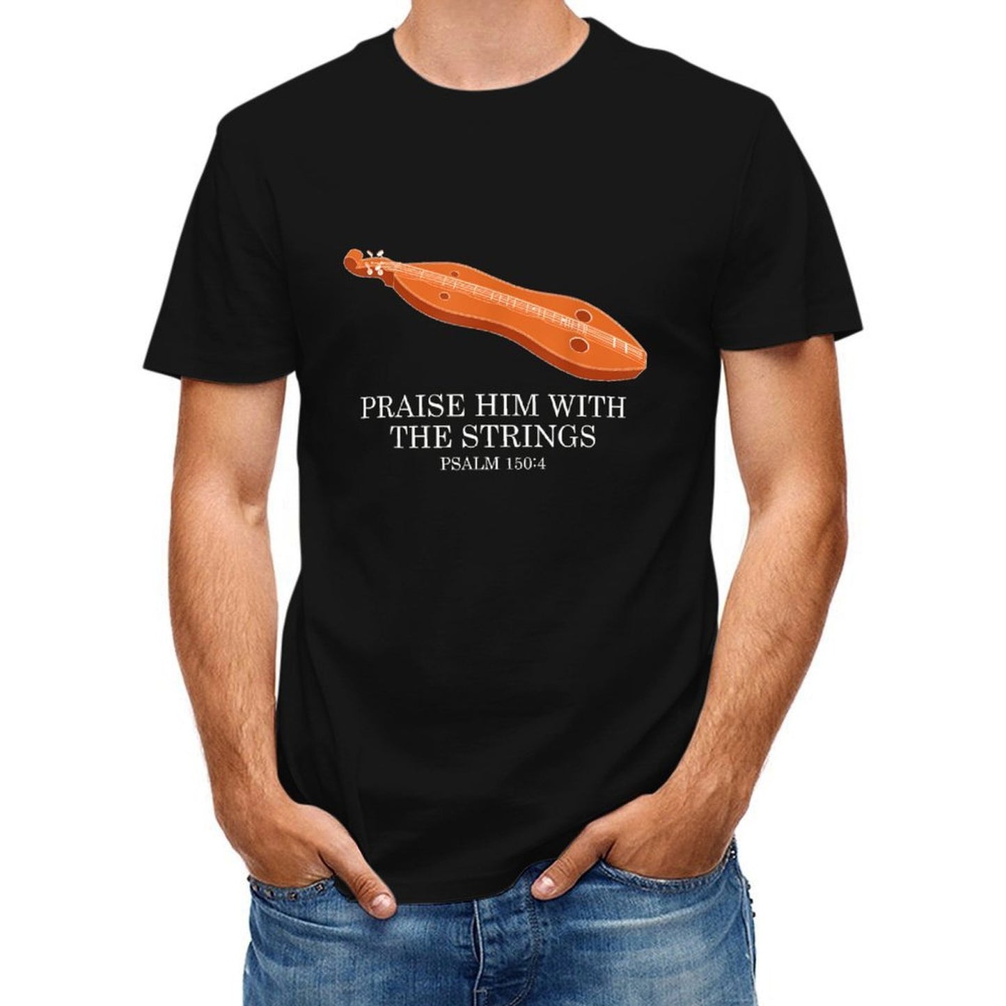 Inkmay Casual Cotton T-shirt Stringed Instrument With Musical Notes Unisex T-shirtPlain Shrink-Resistant T-Shirt