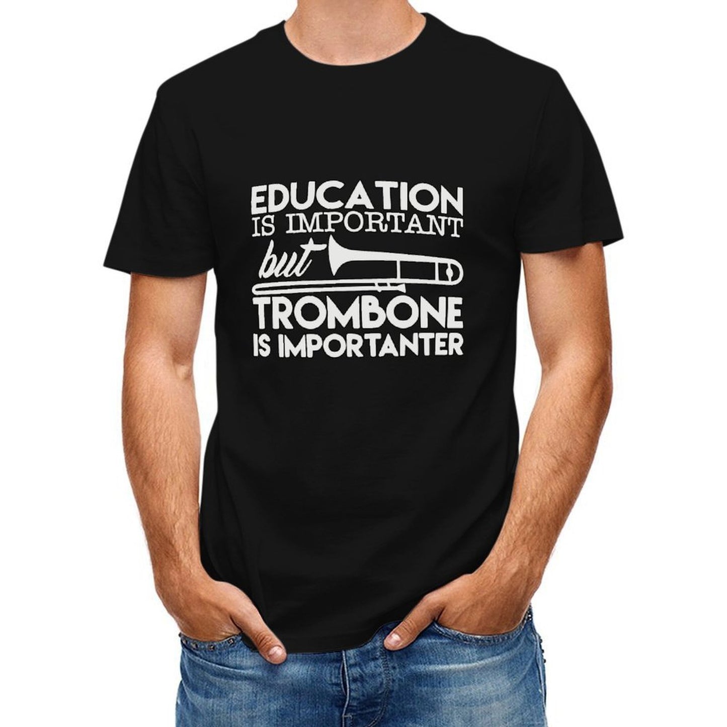 Inkmay Casual Cotton T-shirt Education Is Important But Trombone Unisex T-shirtActiveWear Reliable T-Shirt