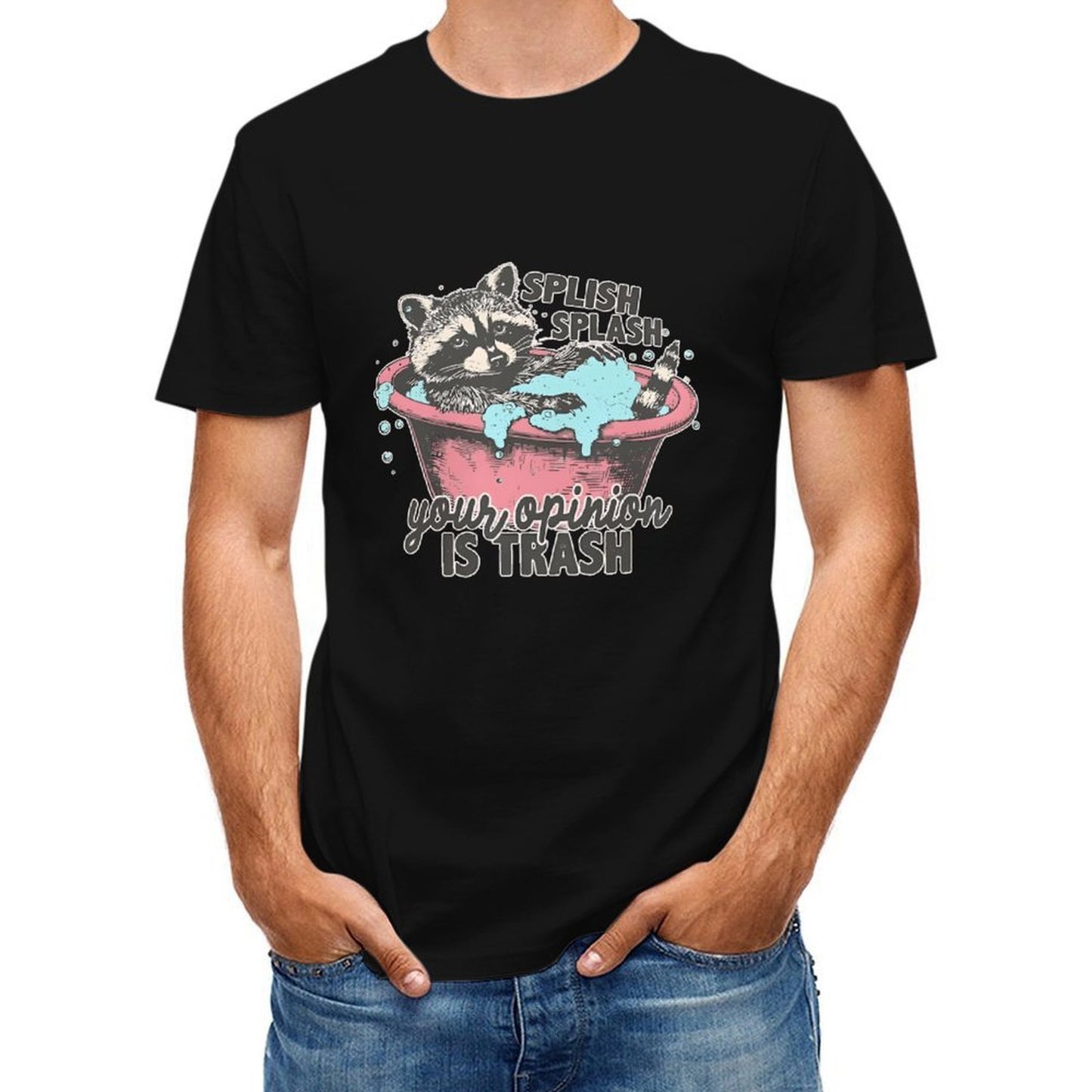 Inkmay Casual Cotton T-shirt Raccoon In Tub With Bubbles Unisex T-shirtActiveLine EssentialFit T-Shirt