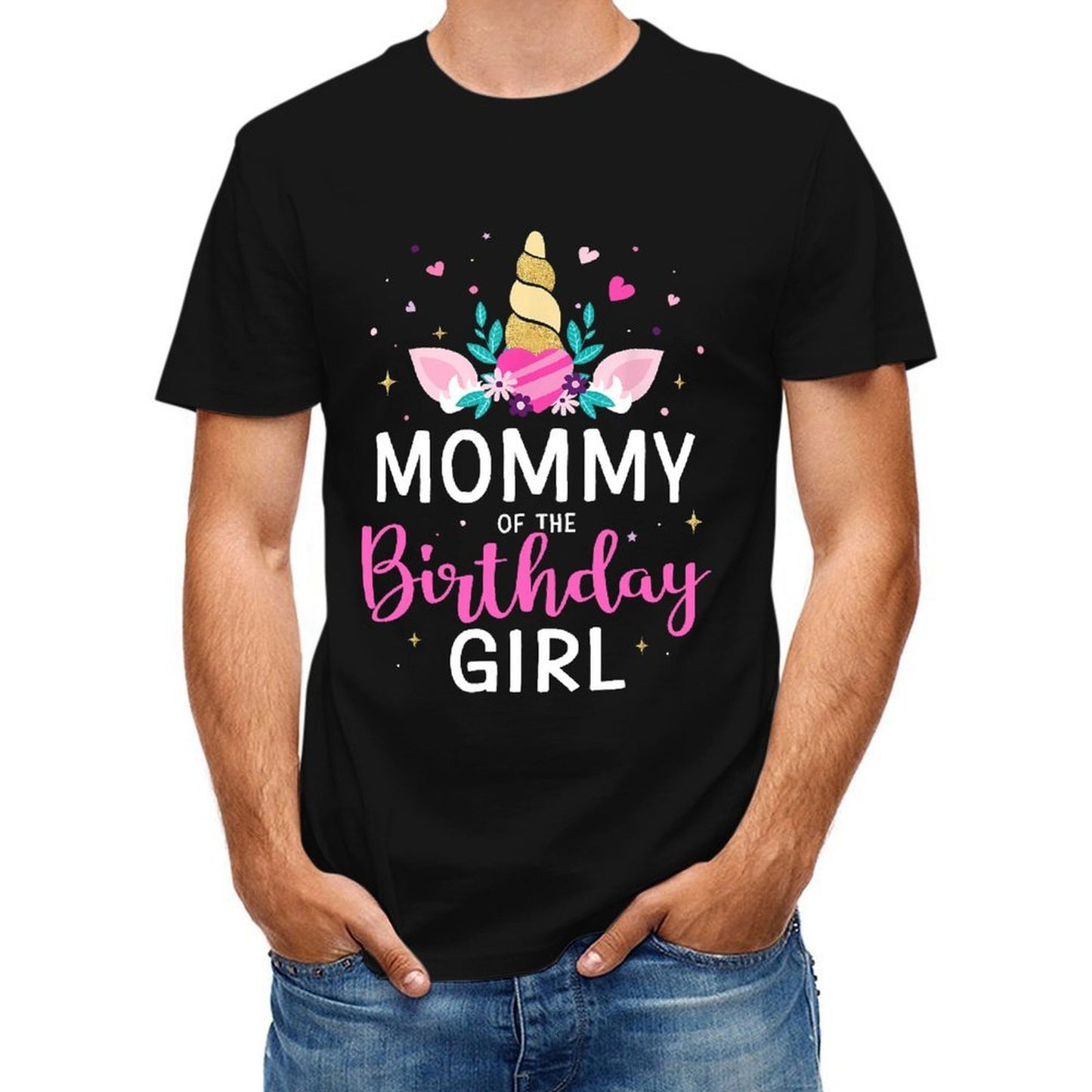 inkmay-casual-cotton-t-shirt-unicorn-head-with-pink-and-gold-unisex-t-shirt
