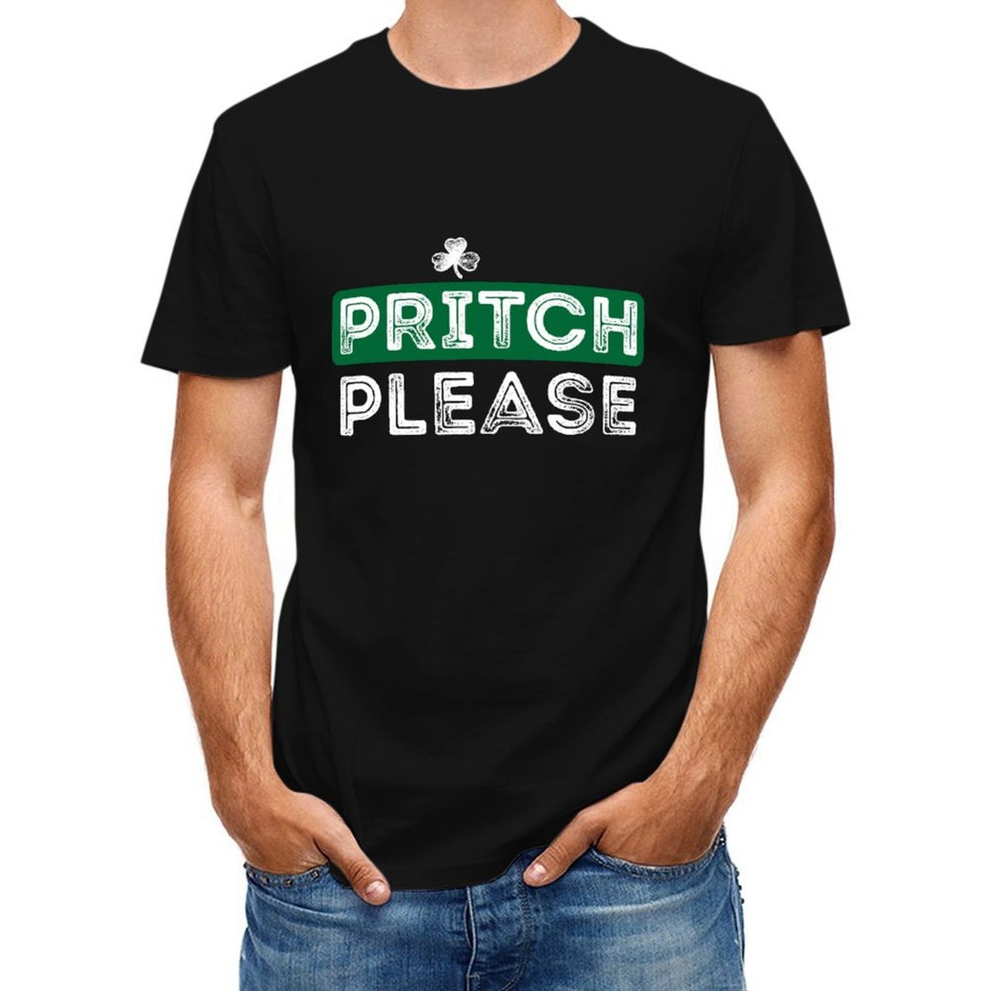 Inkmay Casual Cotton T-shirt Green Background With White Text Pritch Unisex T-shirtWrinkle-Free TrueComfort T-Shirt