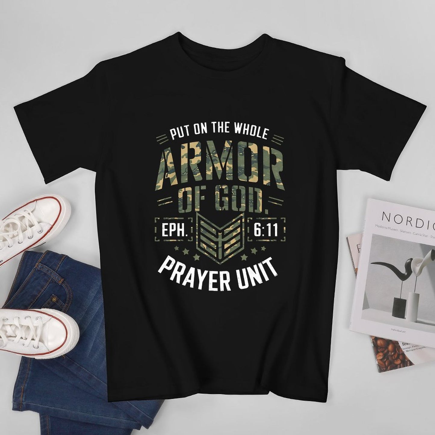Inkmay Casual Cotton T-shirt Camouflage Print With Text Overlay Unisex T-shirtEverydayFit EverydayComfort T-Shirt