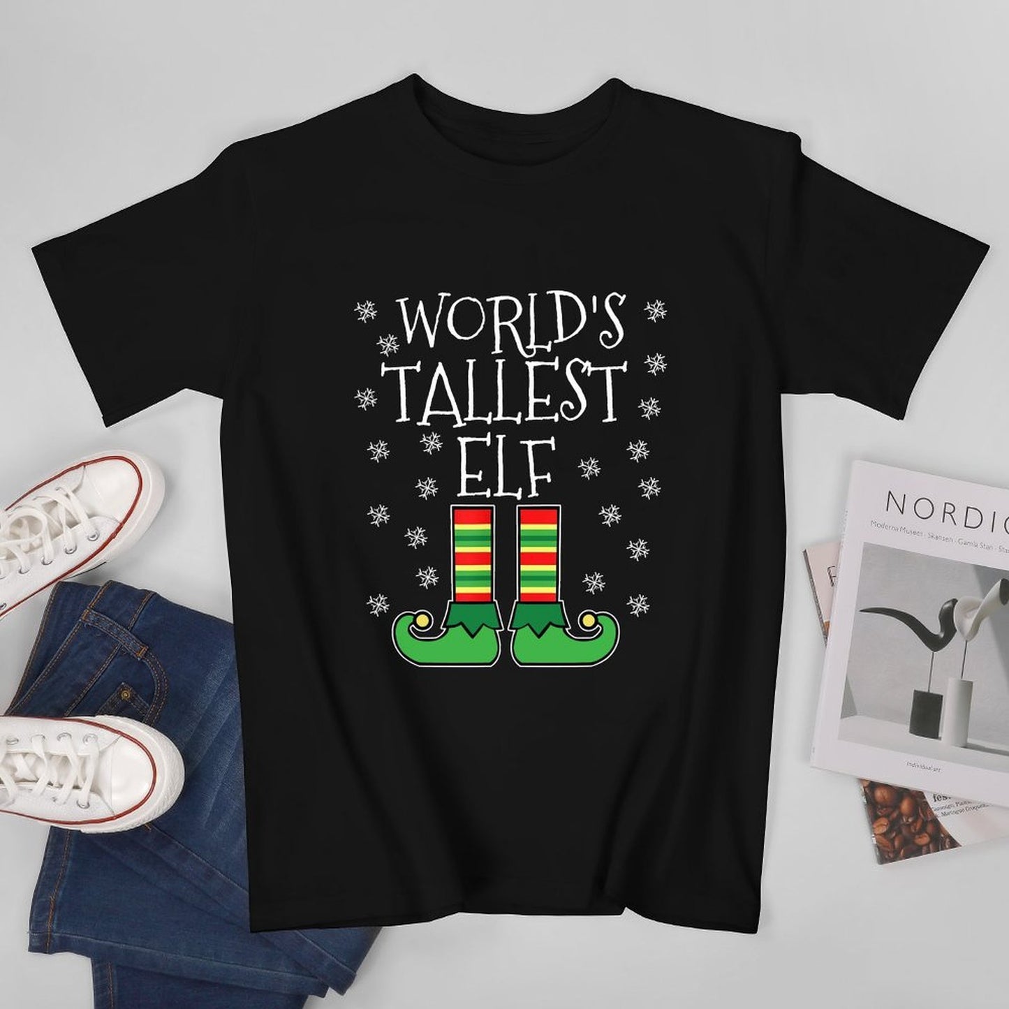 Inkmay Casual Cotton T-shirt Green Elf Shoes With Stripes Unisex T-shirtClassic Heritage T-Shirt