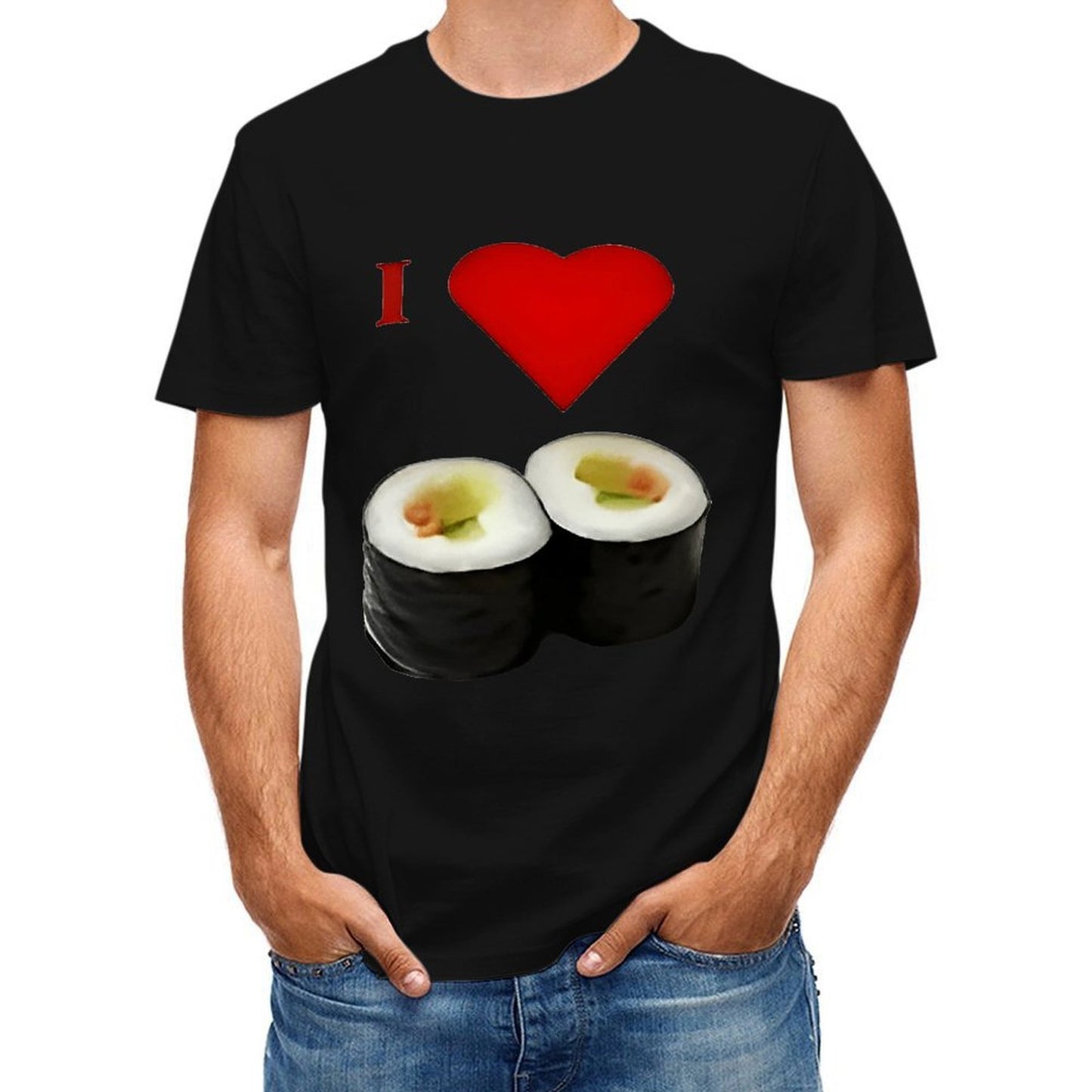 Inkmay Casual Cotton T-shirt Sushi Rolls With Heart Above Unisex T-shirt
