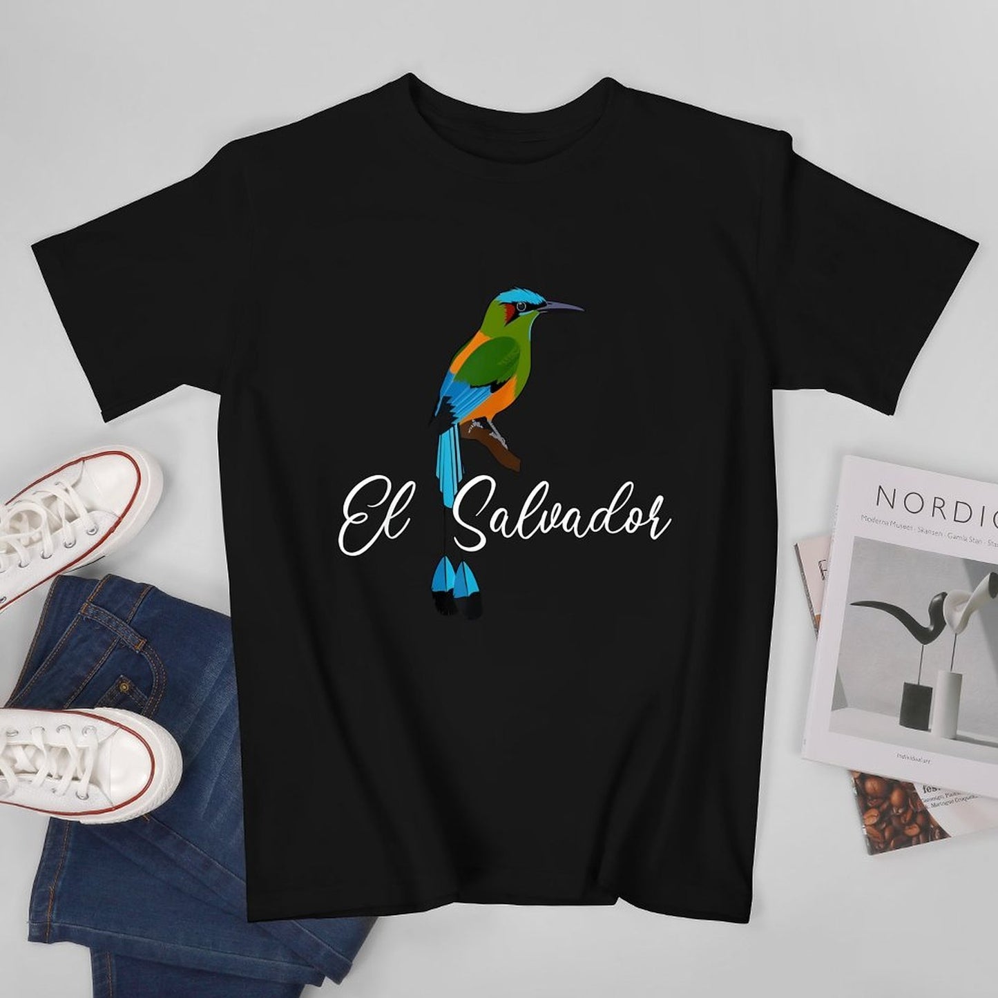 Inkmay Casual Cotton T-shirt Colorful Bird On Branch El Salvador Unisex T-shirtRefined EasyStyle T-Shirt