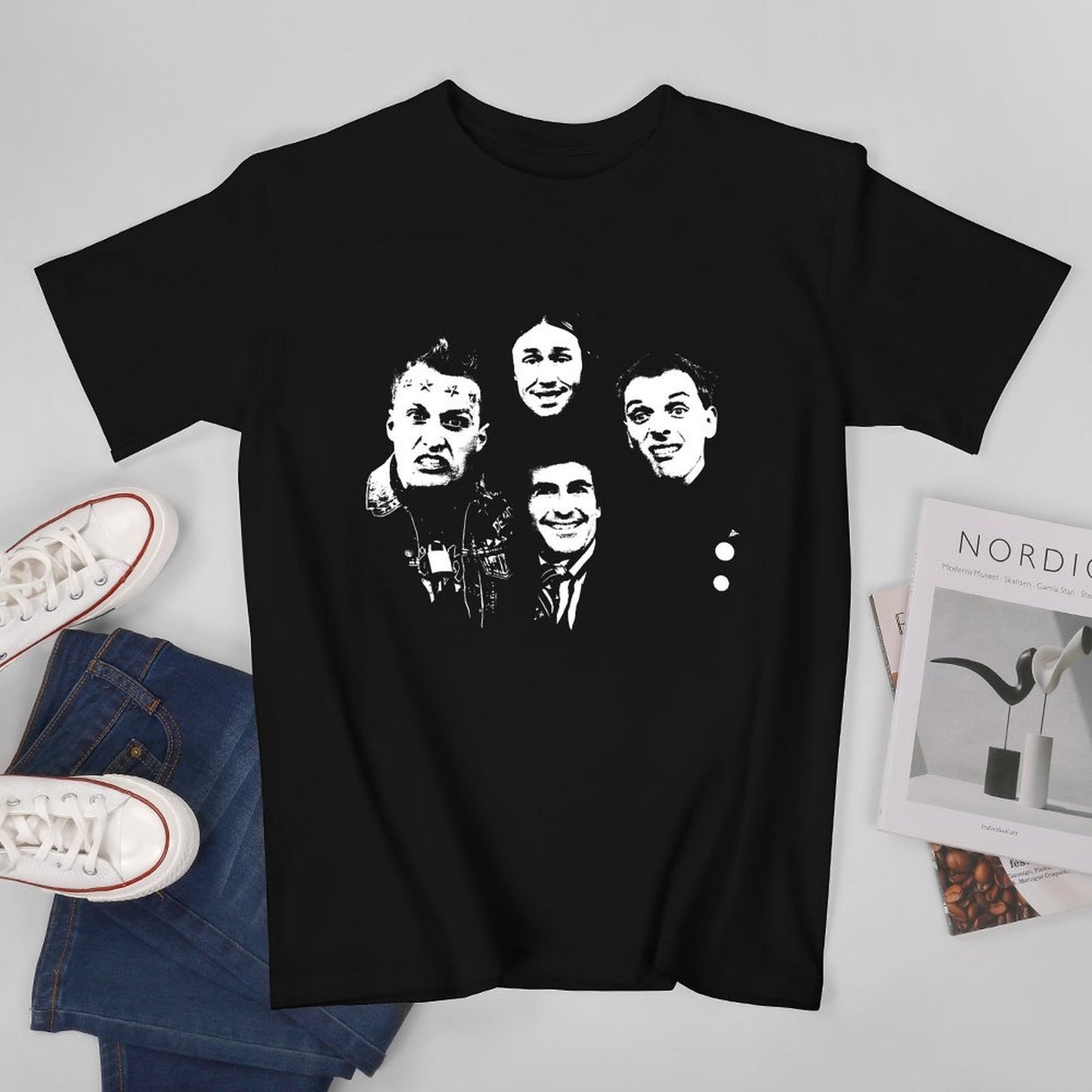 Inkmay Casual Cotton T-shirt Four Faces With Different Expressions Unisex T-shirtUltra Durable Refined T-Shirt