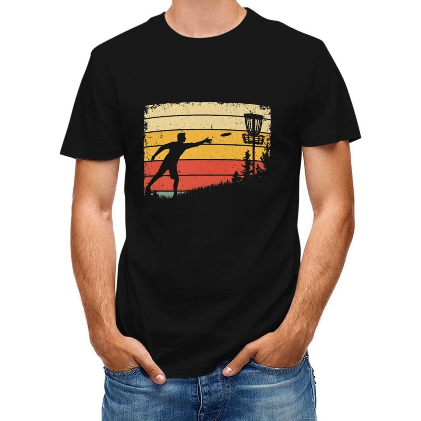 Inkmay Casual Cotton T-shirt Disc Golf Player Throwing Disc Artwork Unisex T-shirt