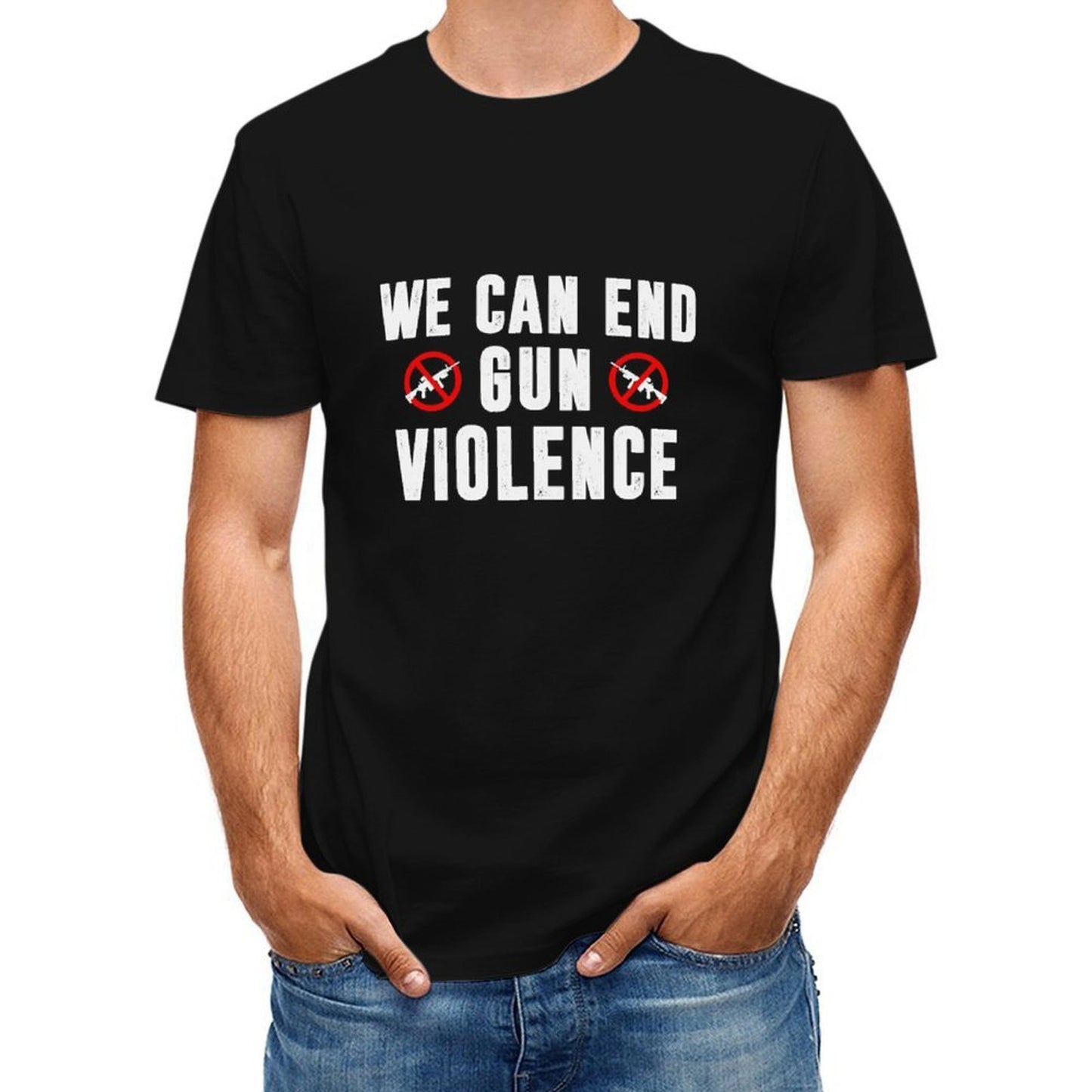 Inkmay Casual Cotton T-shirt We Can End Gun Violence Unisex T-shirtActive Easy-Care T-Shirt