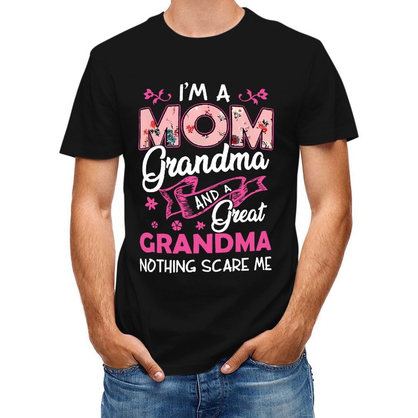 Inkmay Casual Cotton T-shirt Mom Floral Pattern On Pink Background Unisex T-shirtEco / Sustainable Double-Stitched T-Shirt