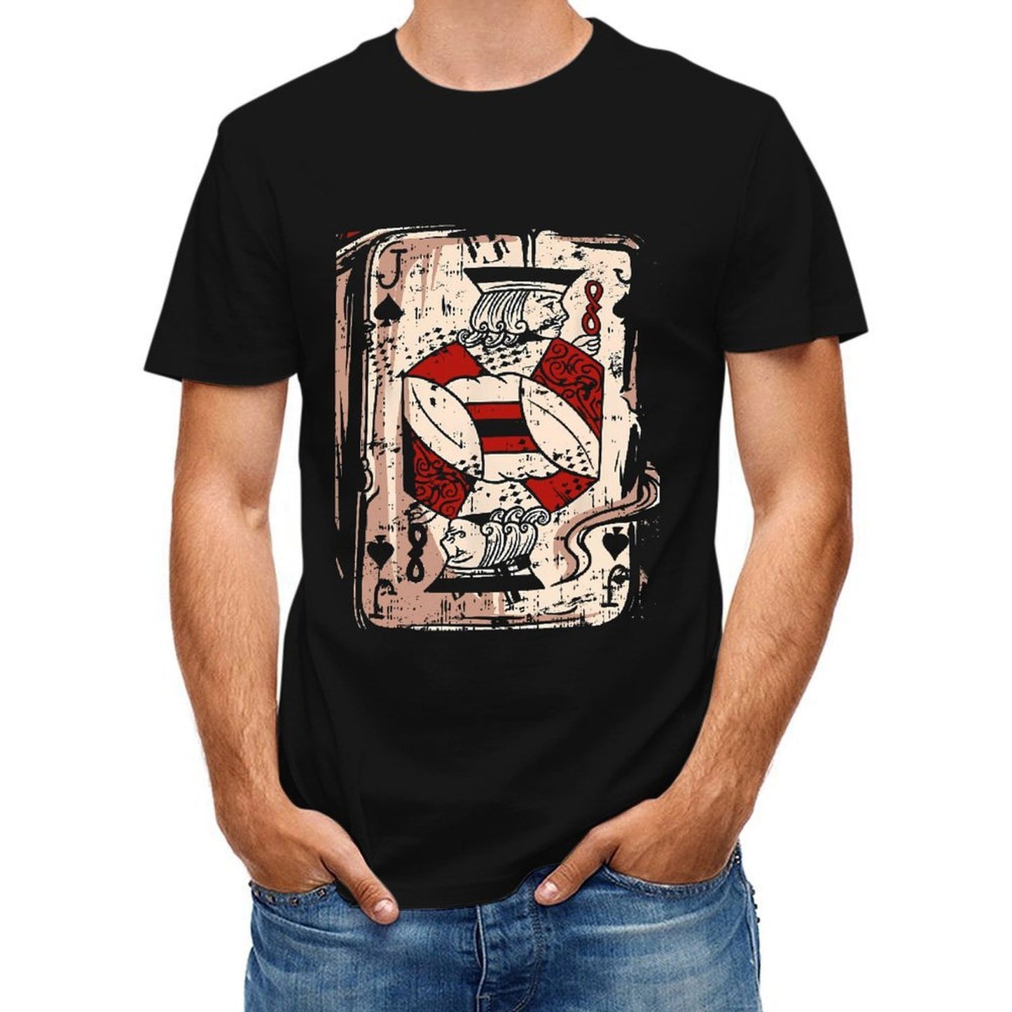 Inkmay Casual Cotton T-shirt Card Design With Red Crosses Unisex T-shirtHeritage Fitted T-Shirt