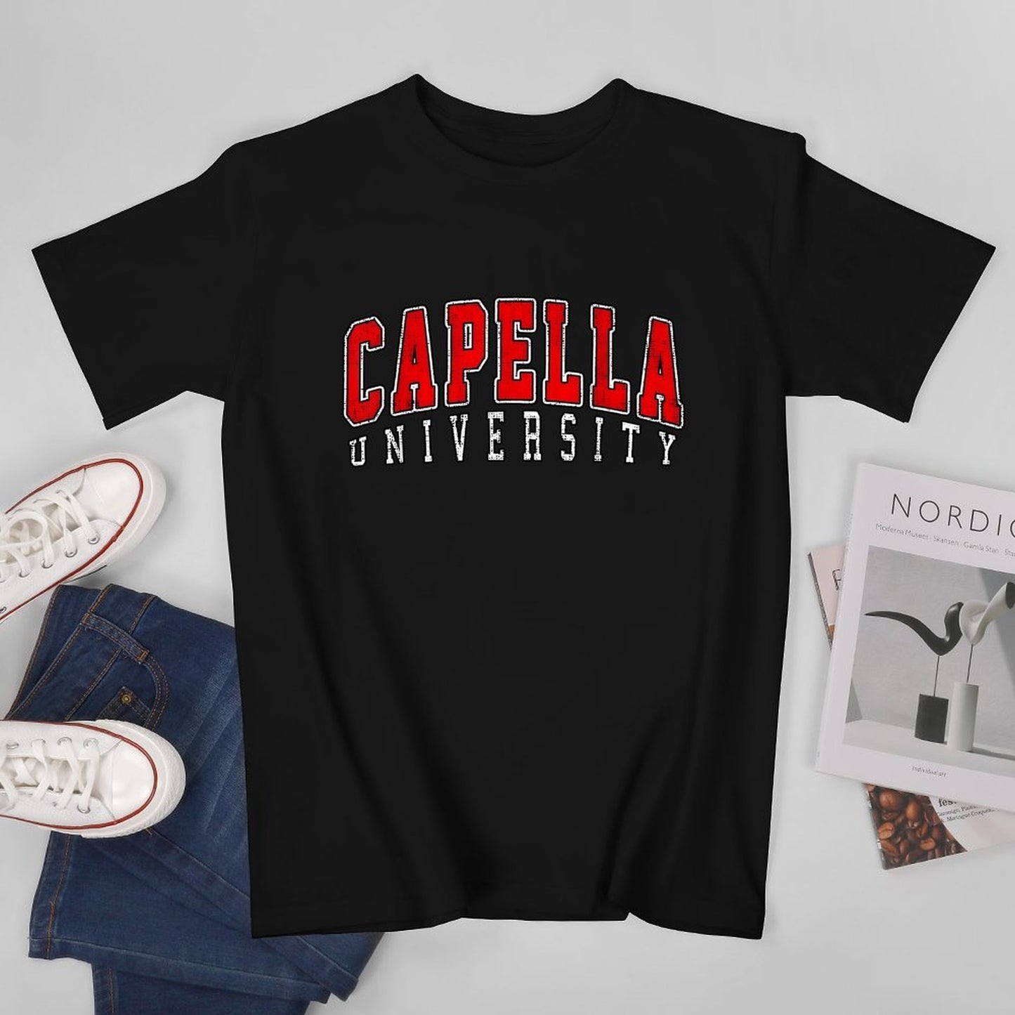 Inkmay Casual Cotton T-shirt Capella University Textured Background Design Artwork Unisex T-shirtSharp Outdoor T-Shirt