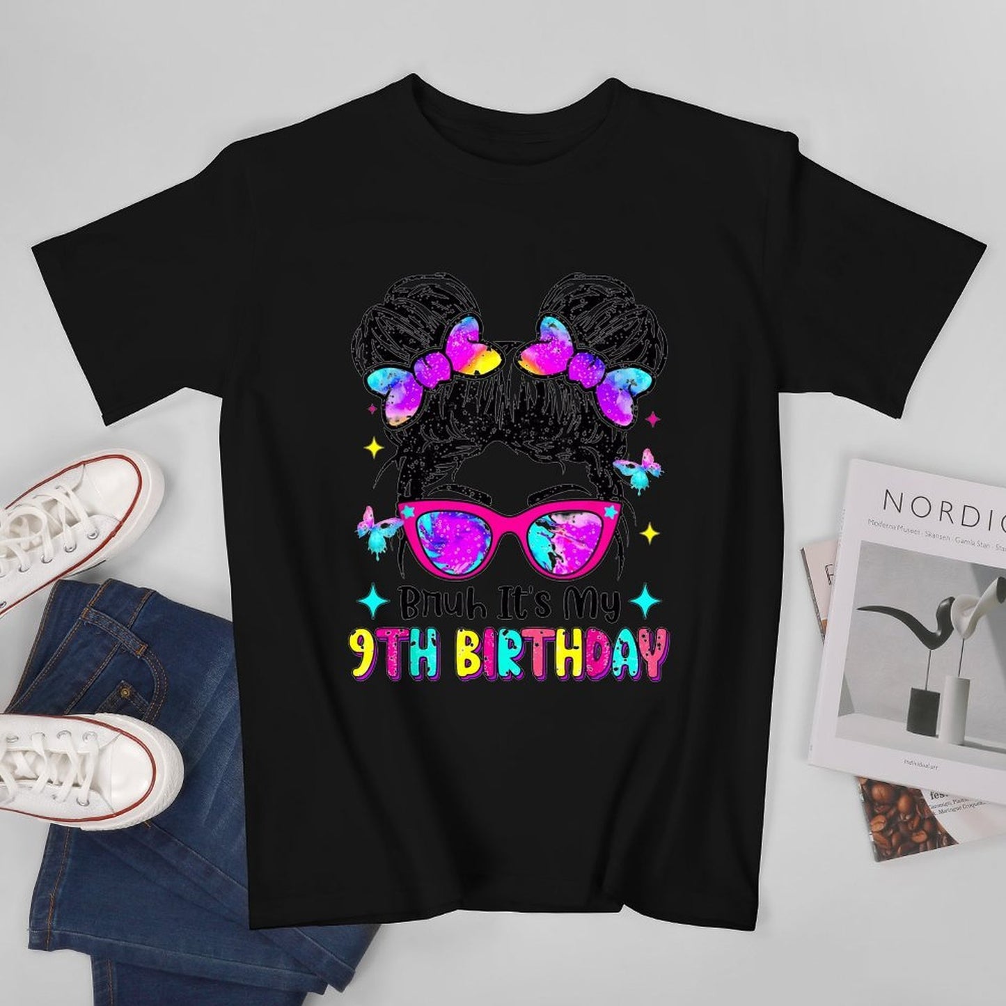 Inkmay Casual Cotton T-shirt Colorful Hearts And Glasses Birthday Design Unisex T-shirtHeritage Oversized T-Shirt