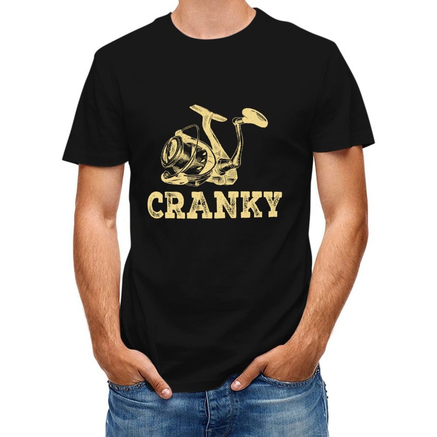 Inkmay Casual Cotton T-shirt Simple Geometric Design On Yellow Background Unisex T-shirtModernFit V-Neck T-Shirt