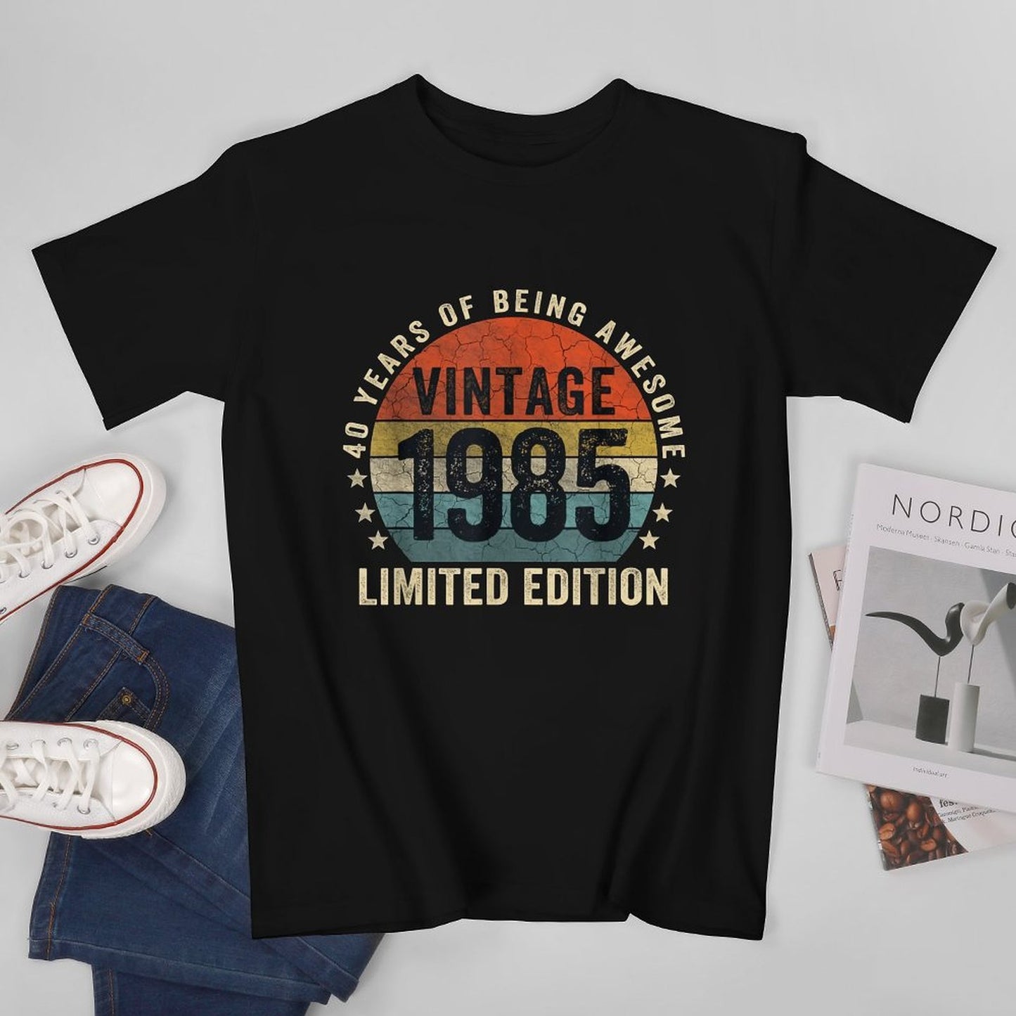 Inkmay Casual Cotton T-shirt Vintage 1985 Limited Edition Retro Design Unisex T-shirt