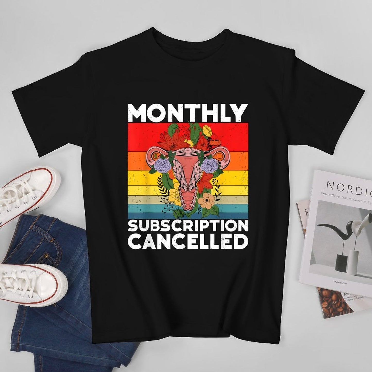 Inkmay Casual Cotton T-shirt Monthly Subscription Cancelled With Floral Design Unisex T-shirtFresh Eco-Conscious T-Shirt