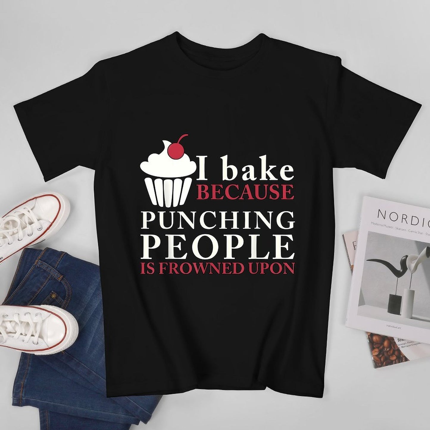 Inkmay Casual Cotton T-shirt Baking Is My Stress Relief Method Unisex T-shirtHeavyweight Fade-Resistant T-Shirt