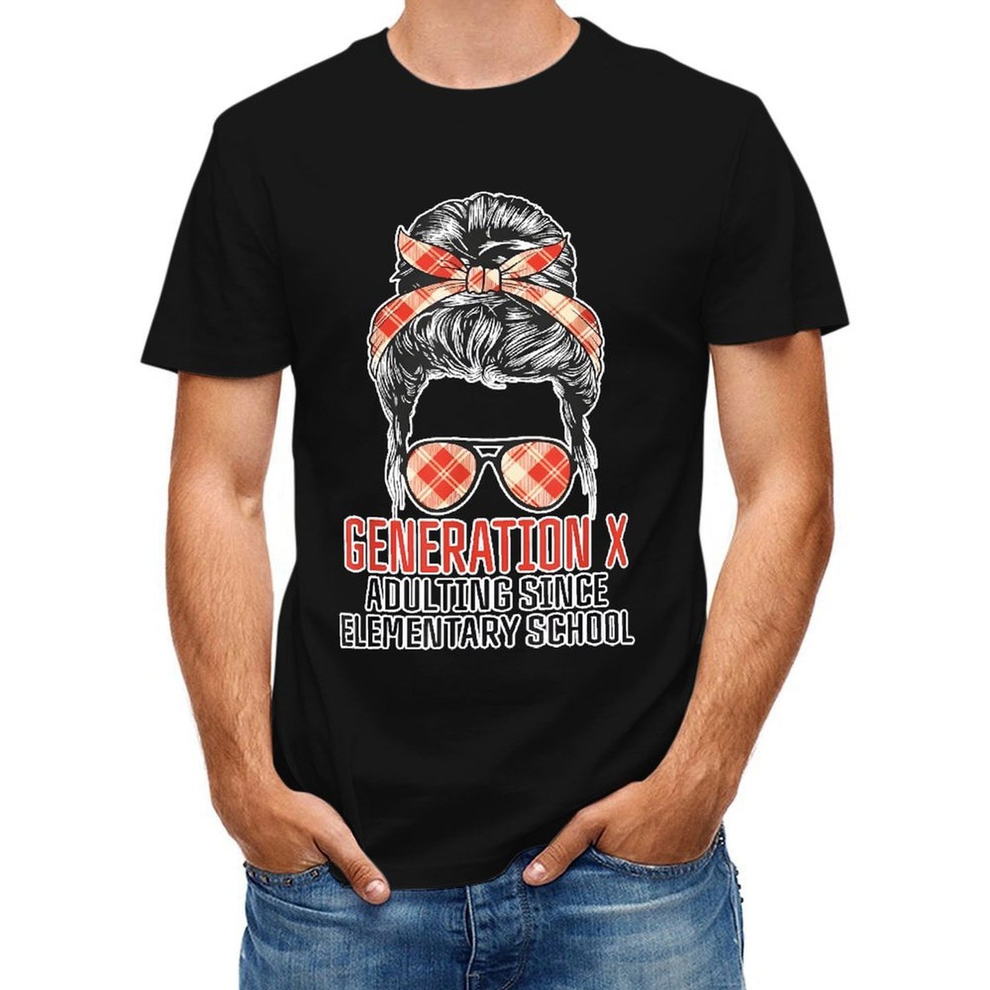 Inkmay Casual Cotton T-shirt Generation X Adulting Since Elementary School Unisex T-shirtColorfast CleanCut T-Shirt