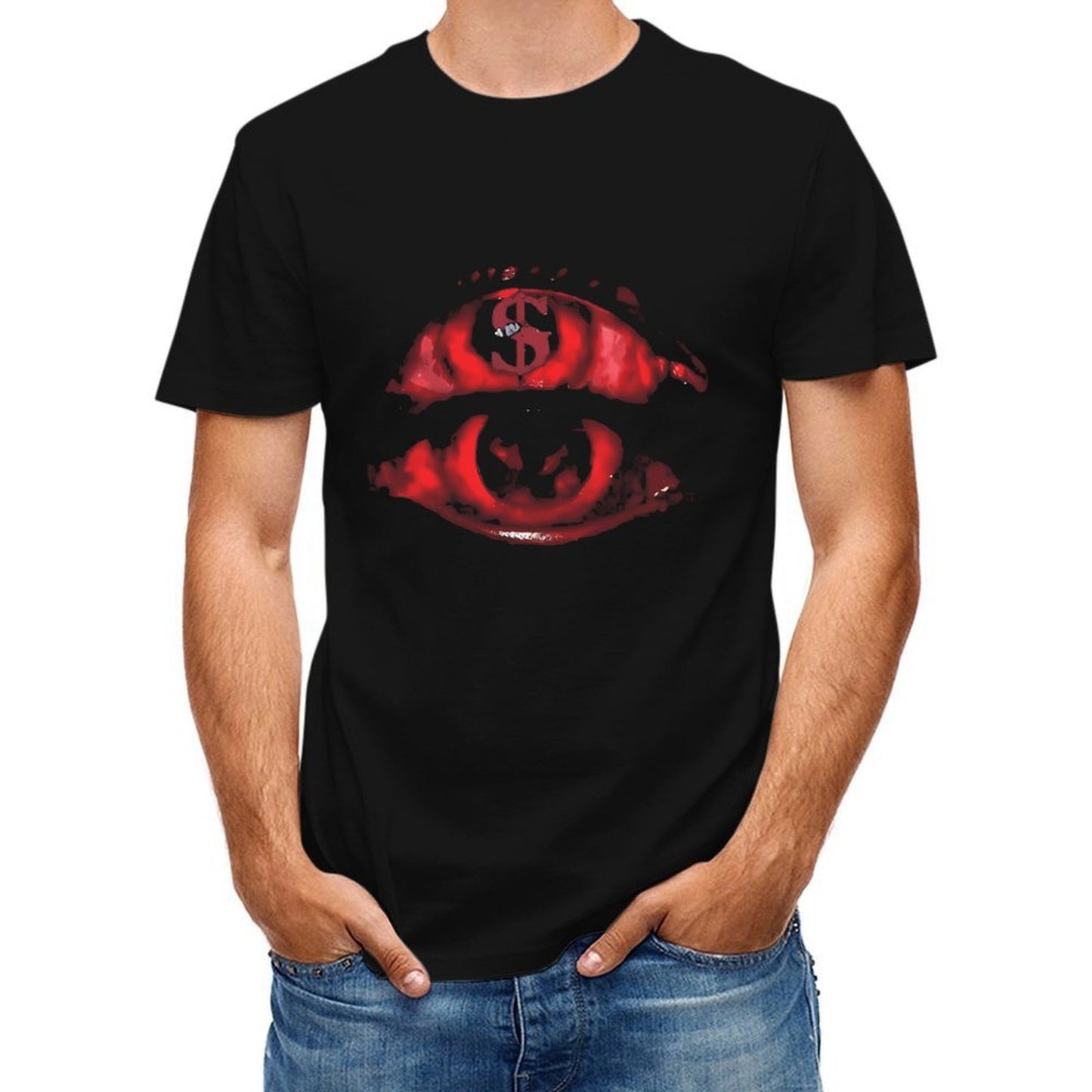 Inkmay Casual Cotton T-shirt Red Abstract Art With Dollar Signs Unisex T-shirtCoreLine Heritage T-Shirt