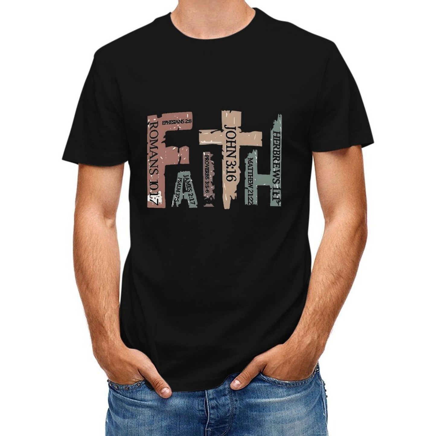 Inkmay Casual Cotton T-shirt Bible Verses On Colorful Backgrounds Unisex T-shirtStandard EverydayComfort T-Shirt