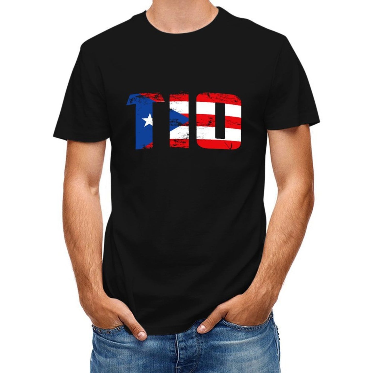 Inkmay Casual Cotton T-shirt Puerto Rican Flag Pattern Print Design Unisex T-shirtDailyFit SimpleFit T-Shirt