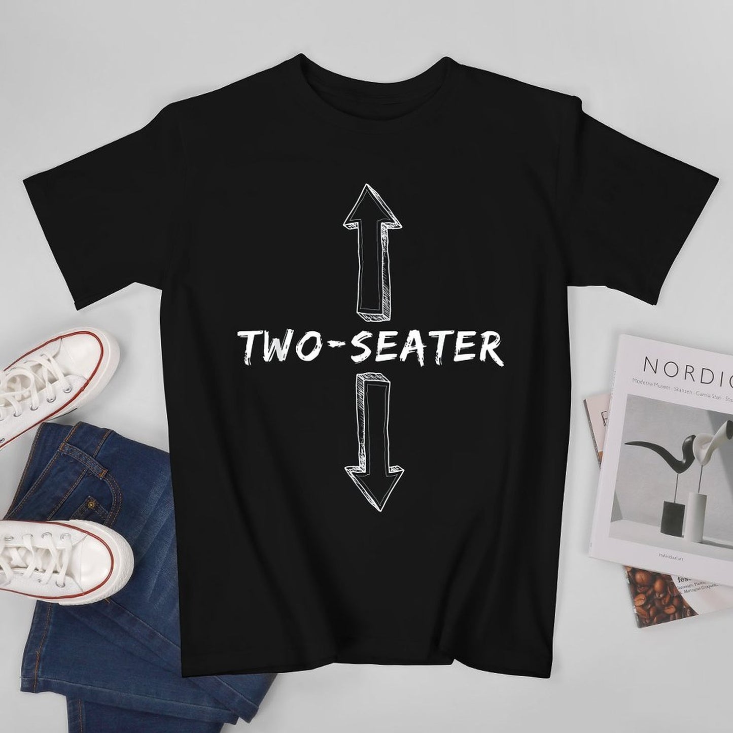 Inkmay Casual Cotton T-shirt Two Seater Arrows On Gray Background Unisex T-shirtClassicStyle Printed T-Shirt