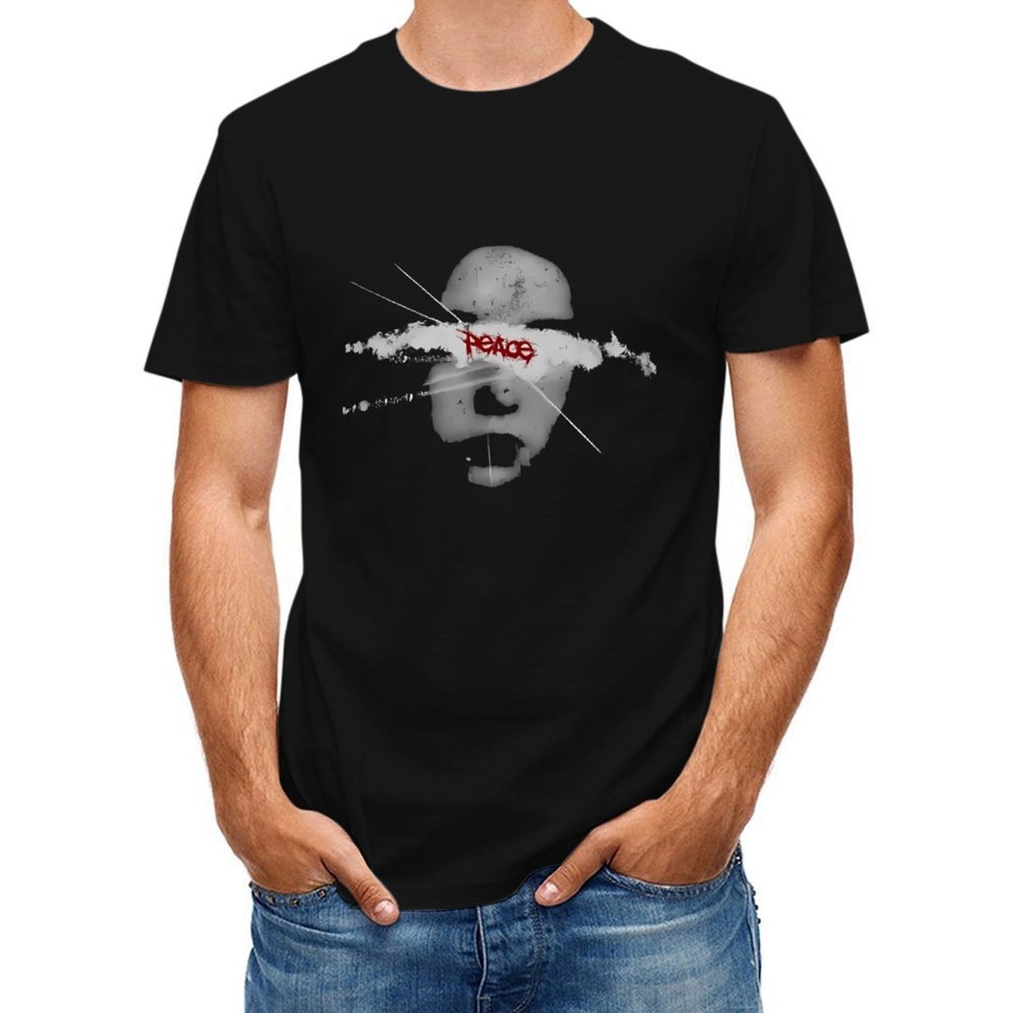 Inkmay Casual Cotton T-shirt Peace Amidst Chaos Artistic Design Prints Unisex T-shirtSoftstyle Sport T-Shirt