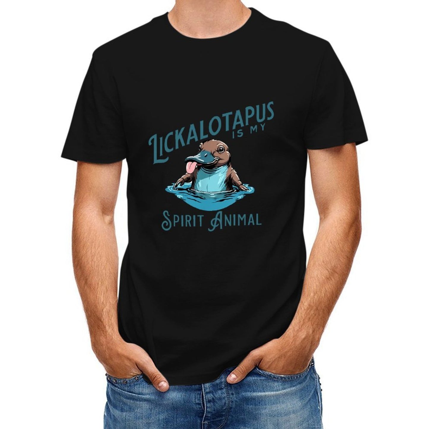 Inkmay Casual Cotton T-shirt Platypus Swimming In Blue Water Unisex T-shirt