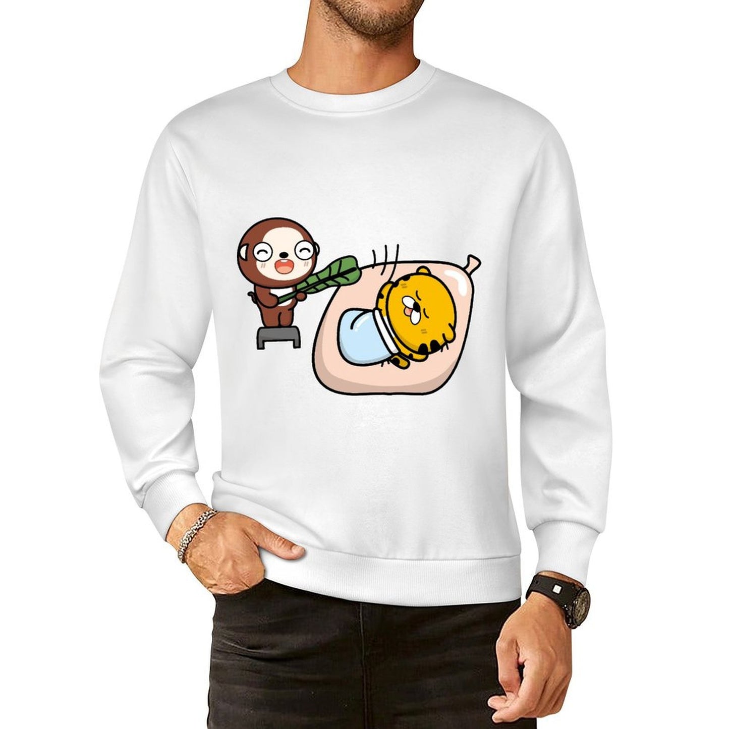 Front Patterned Long Sleeve TopComfortSeries Crew Neck