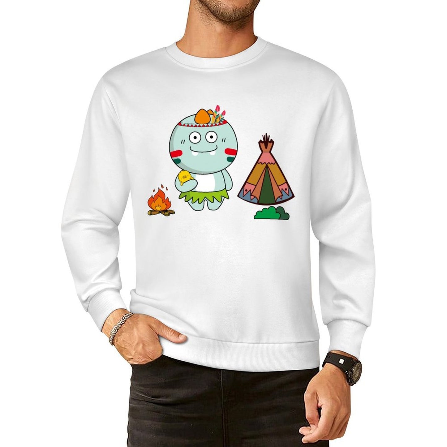 Front Patterned Long Sleeve TopPure Retro