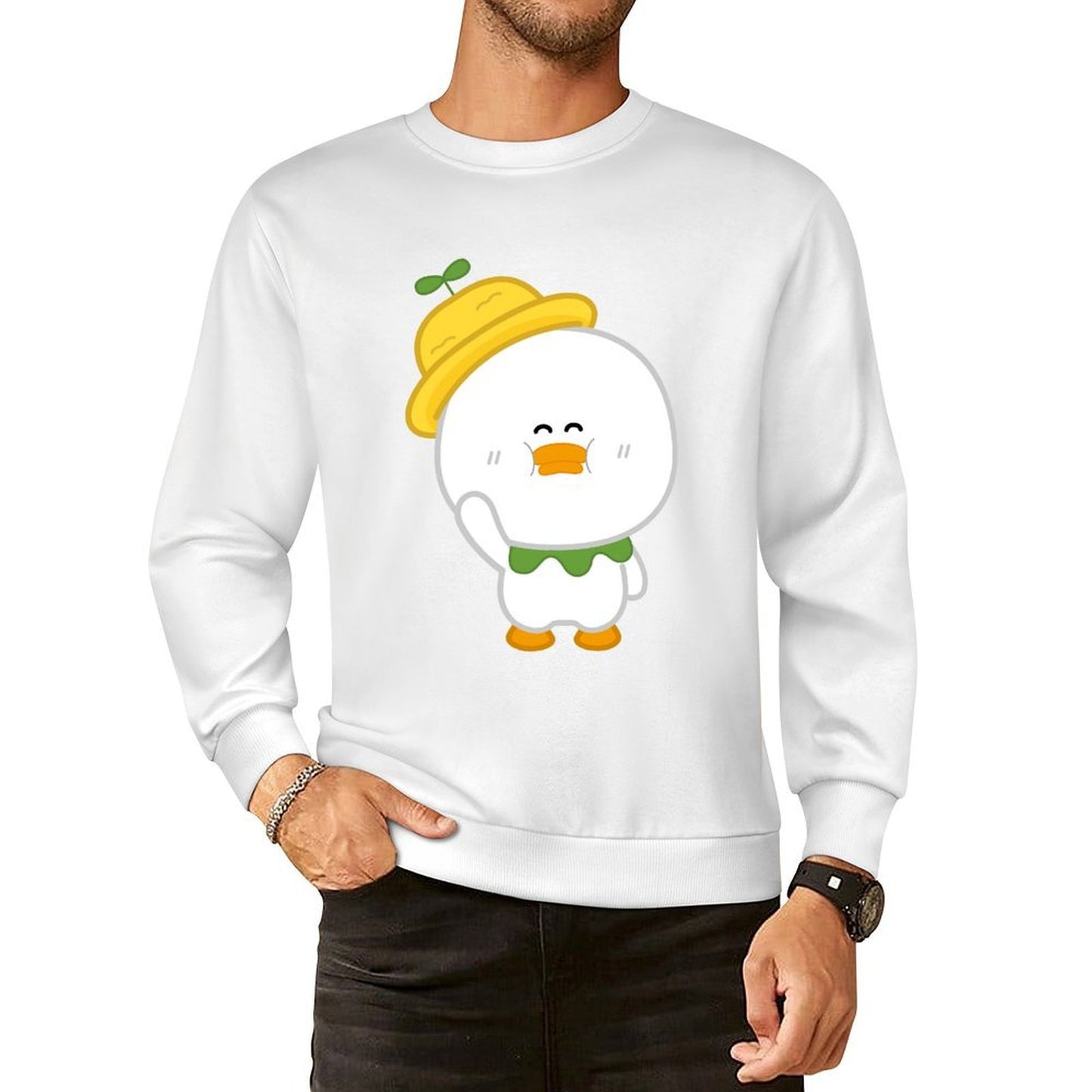 Front Patterned Long Sleeve TopLifestyleLine Crew Neck