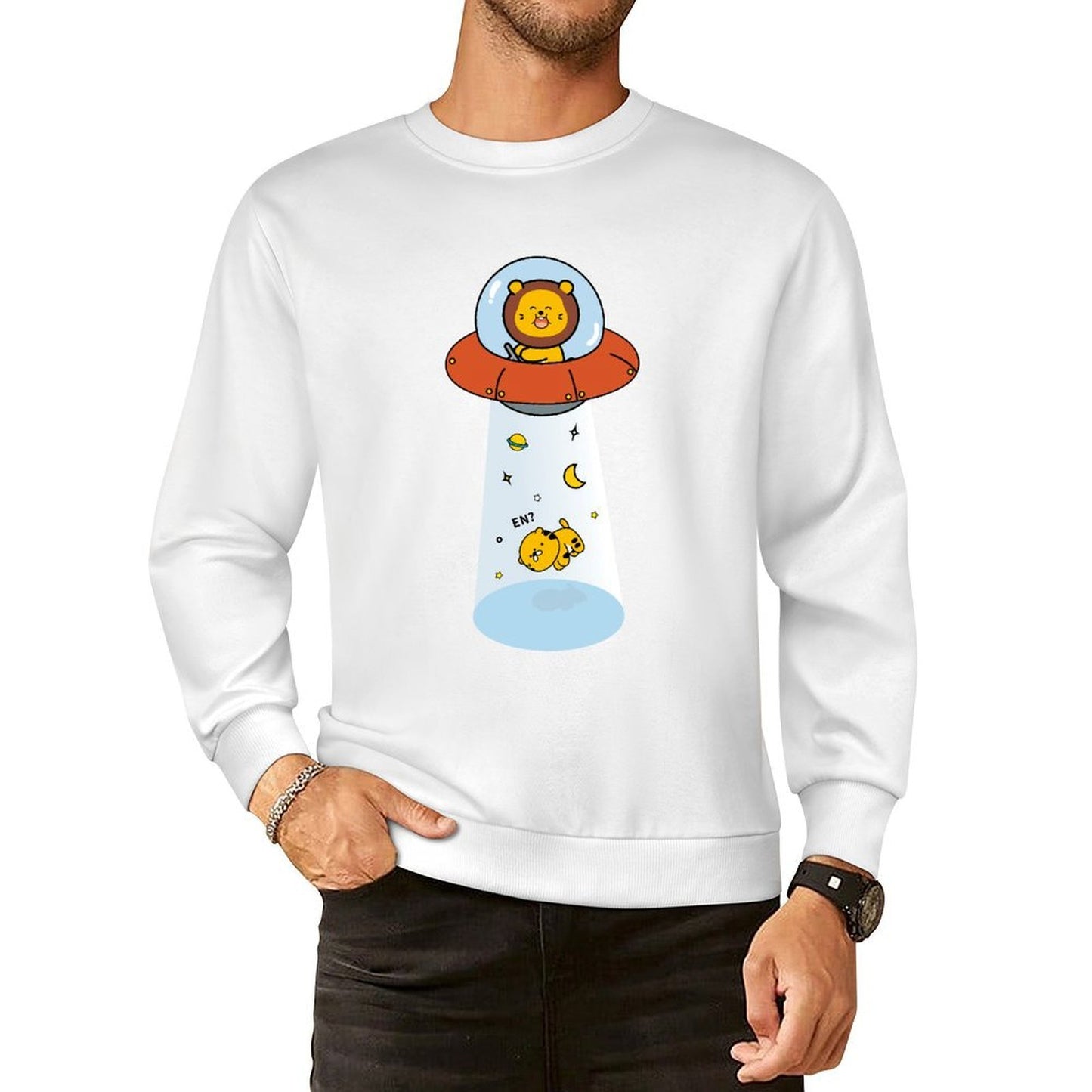 Front Patterned Long Sleeve TopBasicSeries Oversized