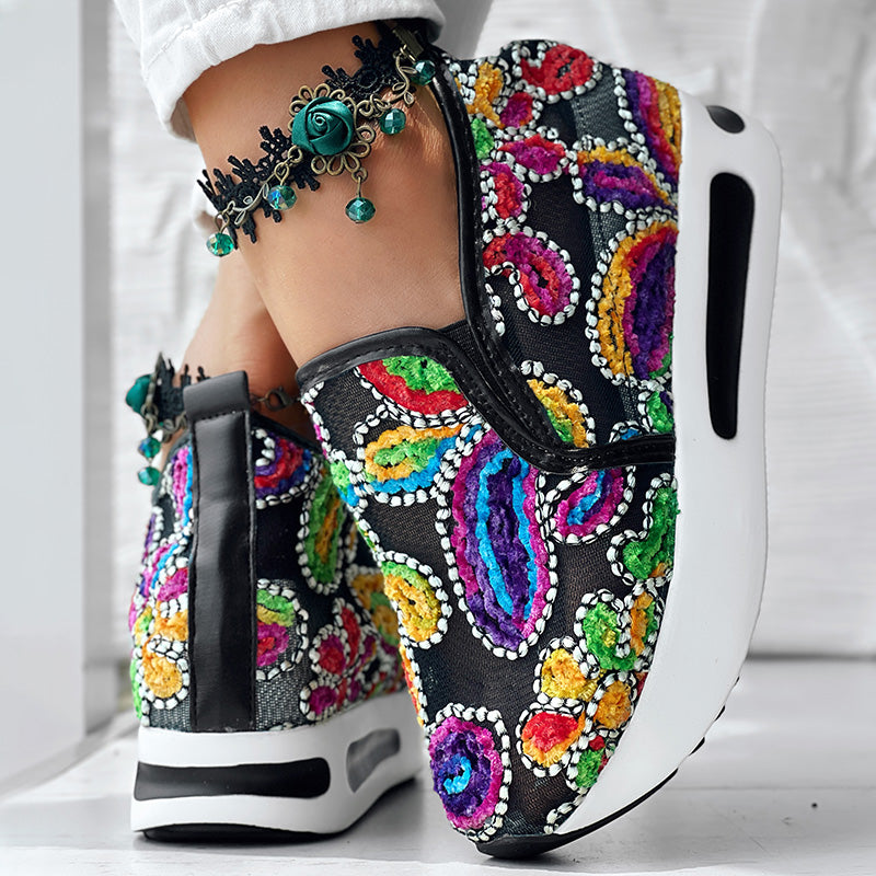 Colorful Embroidered Platform Sneakers Women Casual Shoes Clearance Sale