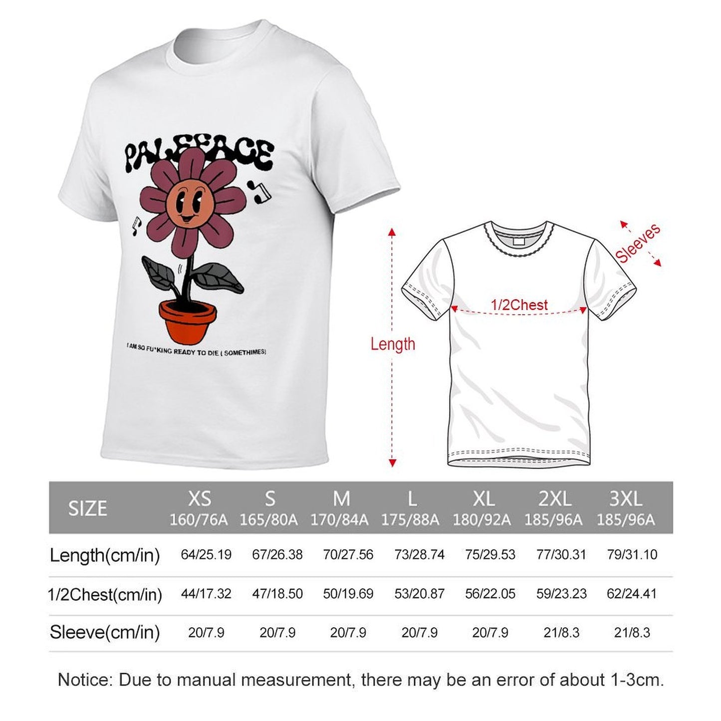Inkmay Casual Cotton T-shirt Cartoon Flower In Orange Pot Plant Unisex T-shirt