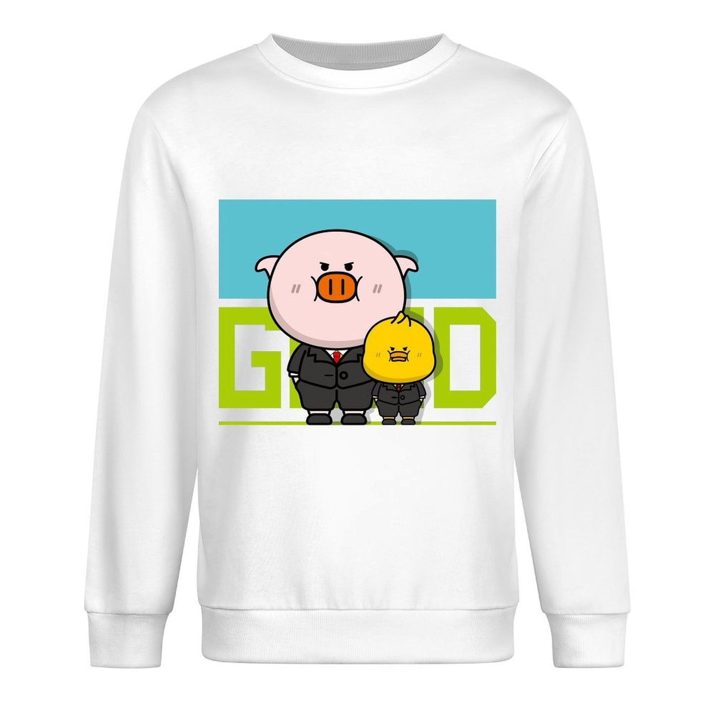 Front Patterned Long Sleeve TopSolid Crewneck