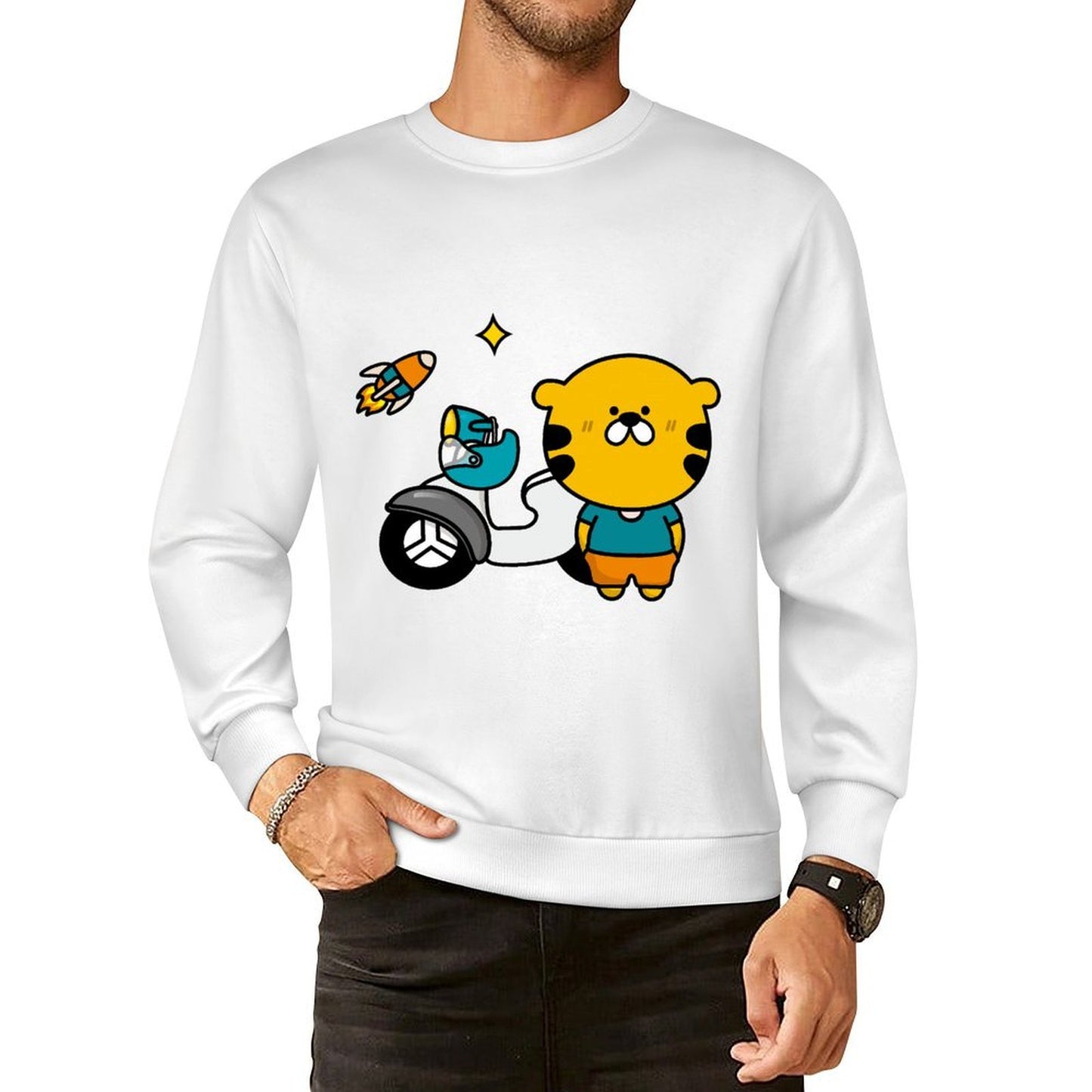 Front Patterned Long Sleeve TopShrink-Resistant Pure