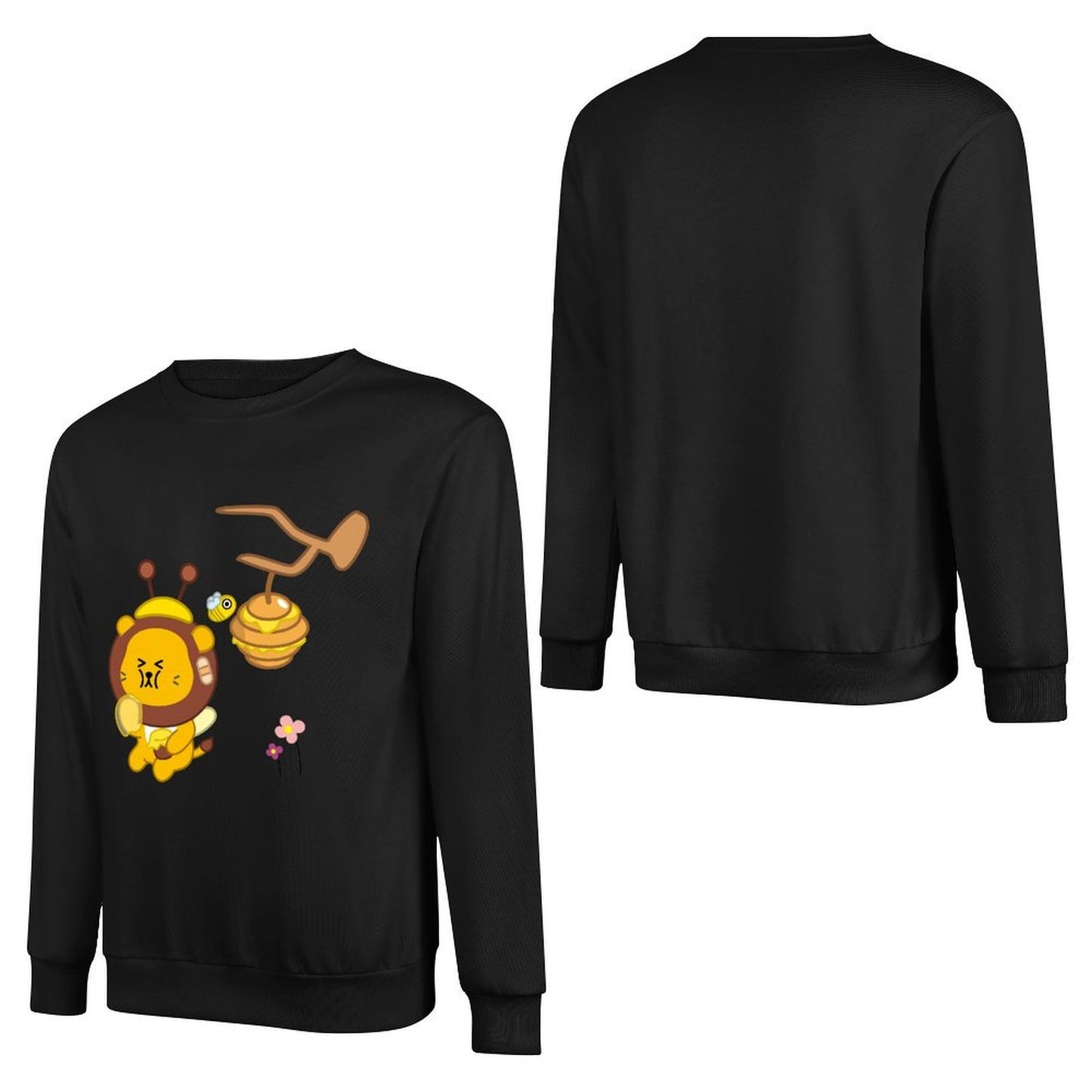 Front Patterned Long Sleeve TopCrewneck Plain