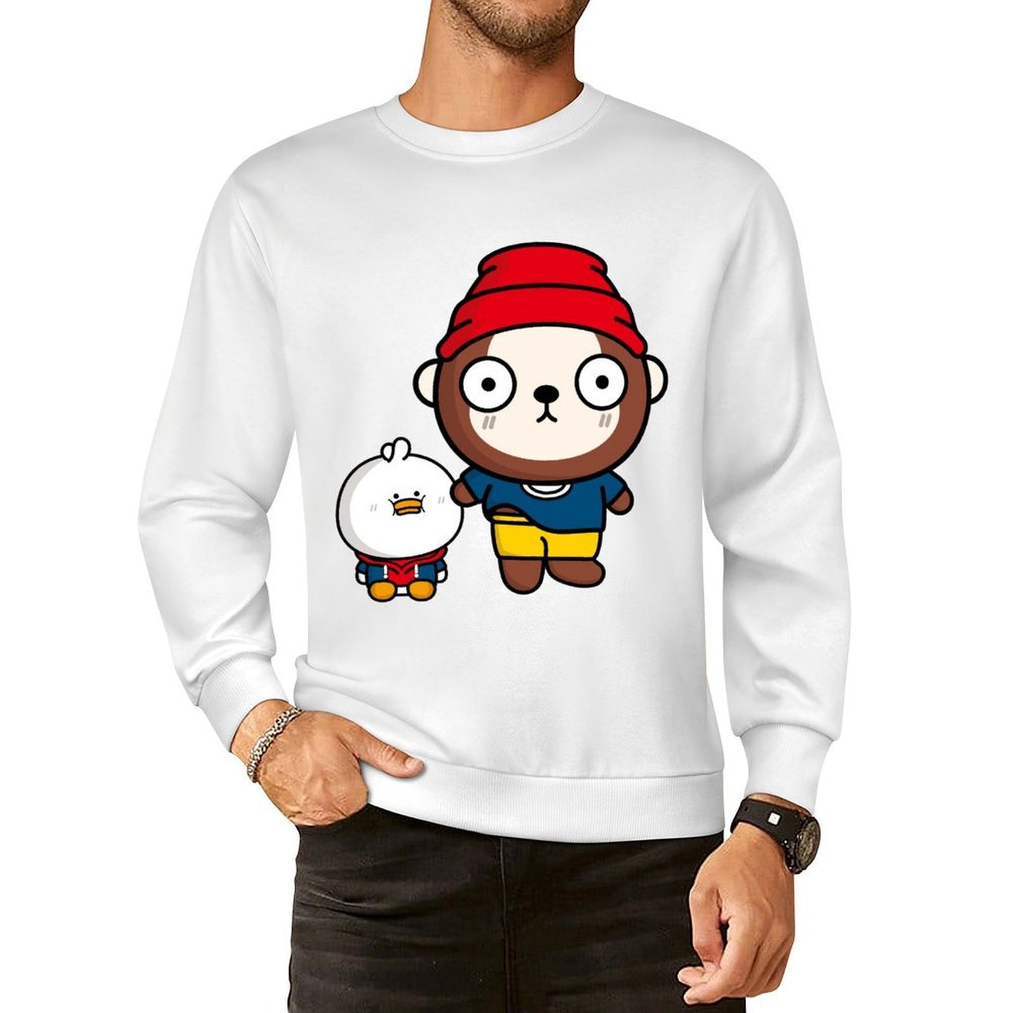 Front Patterned Long Sleeve TopEverydaySeries Crew Neck