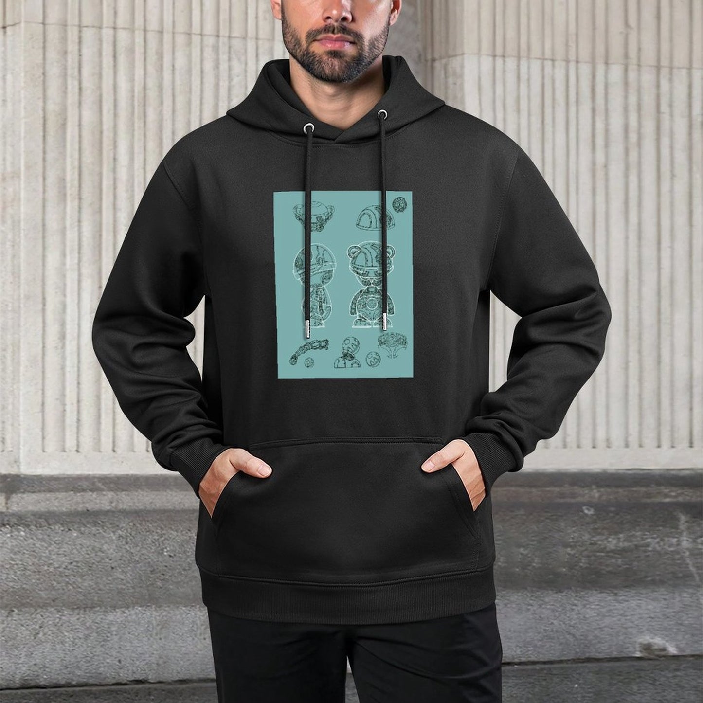 IPIB 250g Hooded Pocket Sweatshirt Front GraphicMen's Hooded  Sweatshirt6000008-4