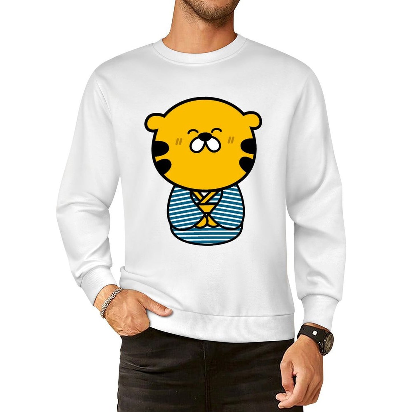 Front Patterned Long Sleeve Top100% Cotton Tear-Resistant