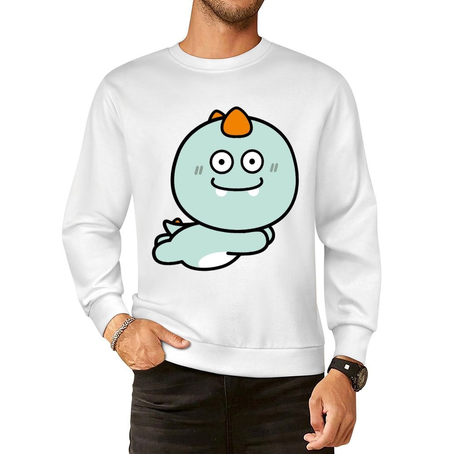 Front Patterned Long Sleeve TopEasy-Care SoftFeel