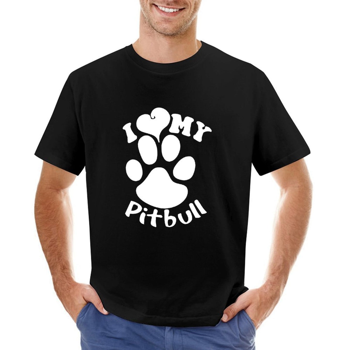 Inkmay Casual Cotton T-shirt Paw Print With I Love My Unisex T-shirtAllDay AllSeason T-Shirt