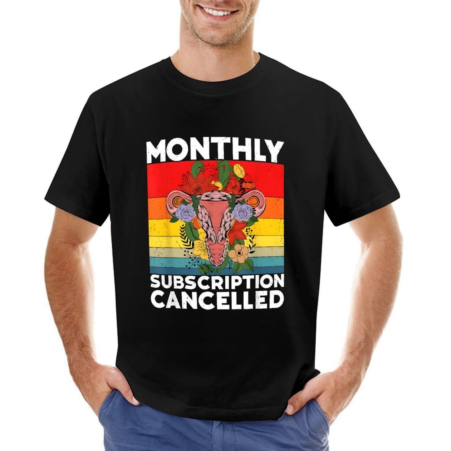 Inkmay Casual Cotton T-shirt Monthly Subscription Cancelled With Floral Design Unisex T-shirtFresh Eco-Conscious T-Shirt