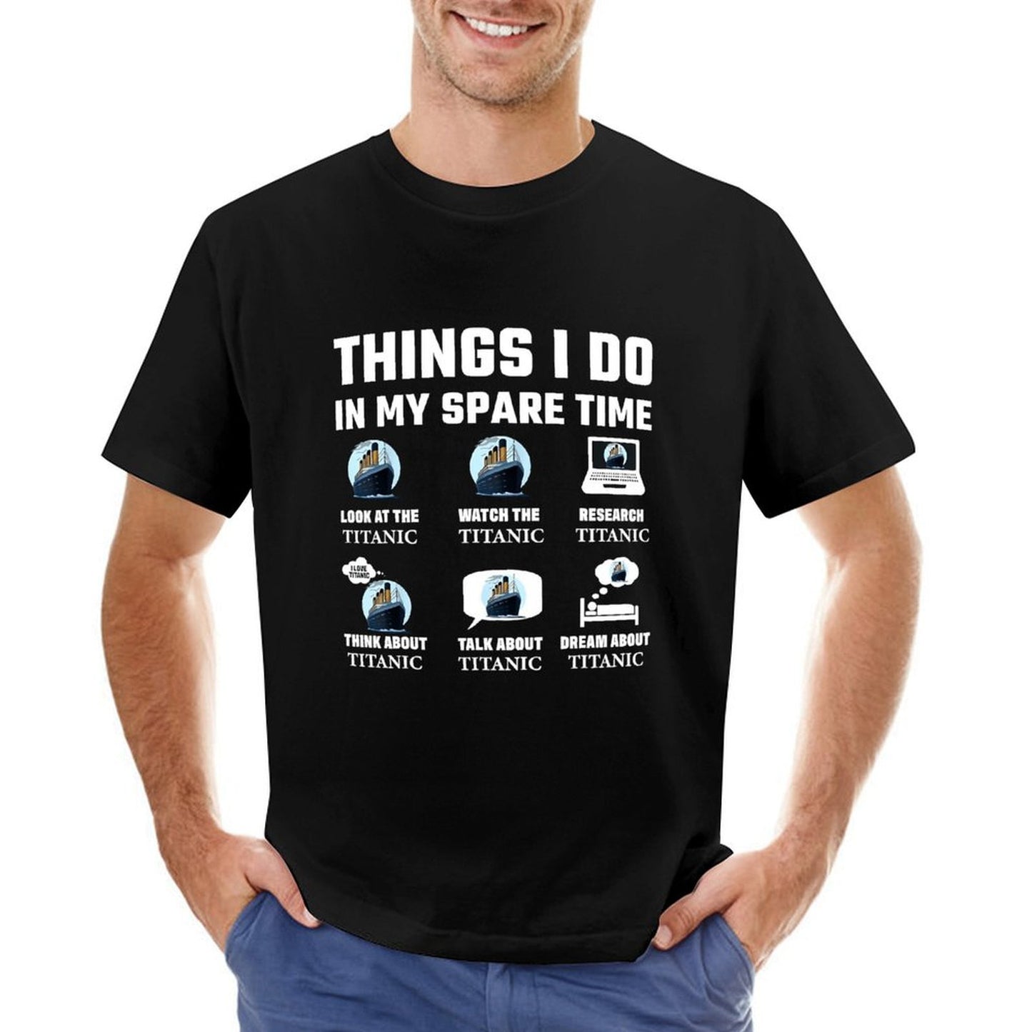 Inkmay Casual Cotton T-shirt Titanic Ship On Iceberg Background Unisex T-shirtUnisex TimelessComfort T-Shirt