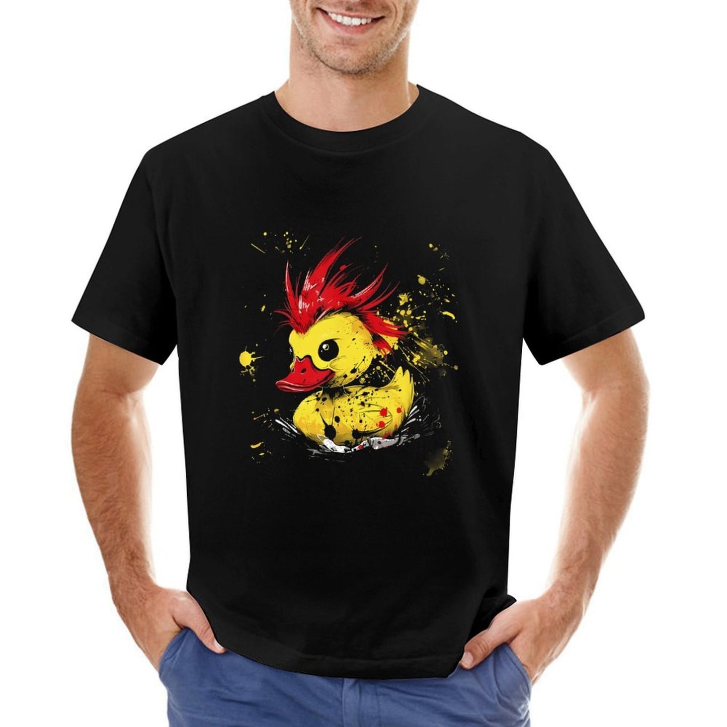 Inkmay Casual Cotton T-shirt Stylish Duck With Red Hair Splatter Unisex T-shirtLifestyleLine ClassicStyle T-Shirt