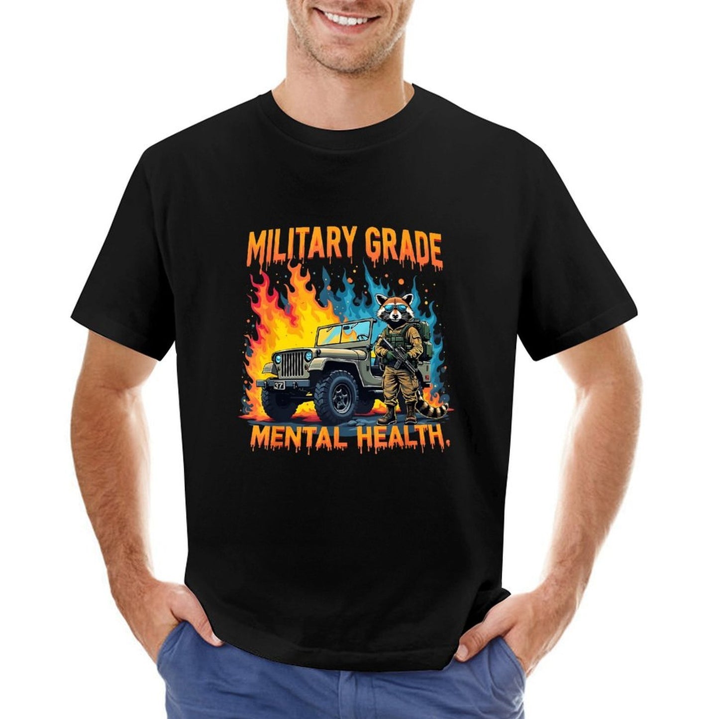 Inkmay Casual Cotton T-shirt Military Grade Mental Health Artwork Design Unisex T-shirtFade-Proof SmoothWear T-Shirt